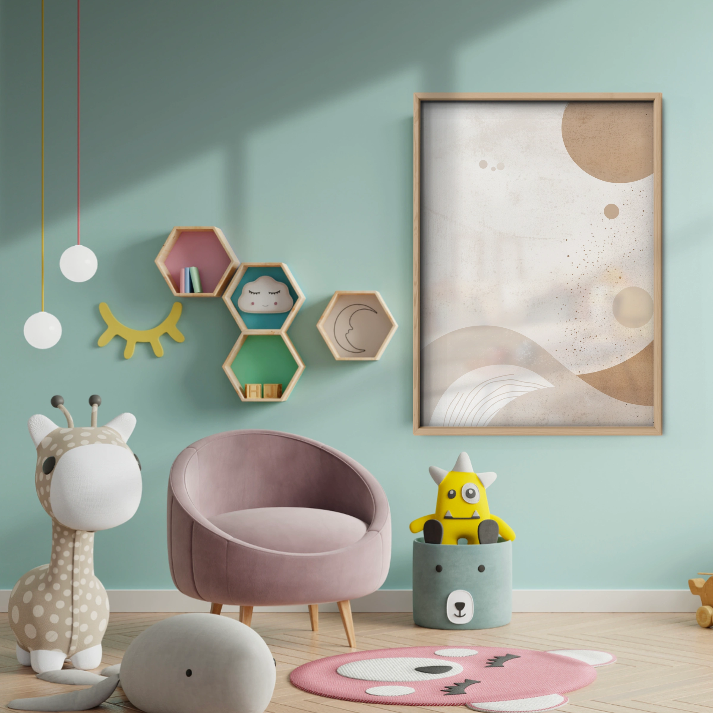 Neutral Abstract Nursery Print - baby room wall decor print