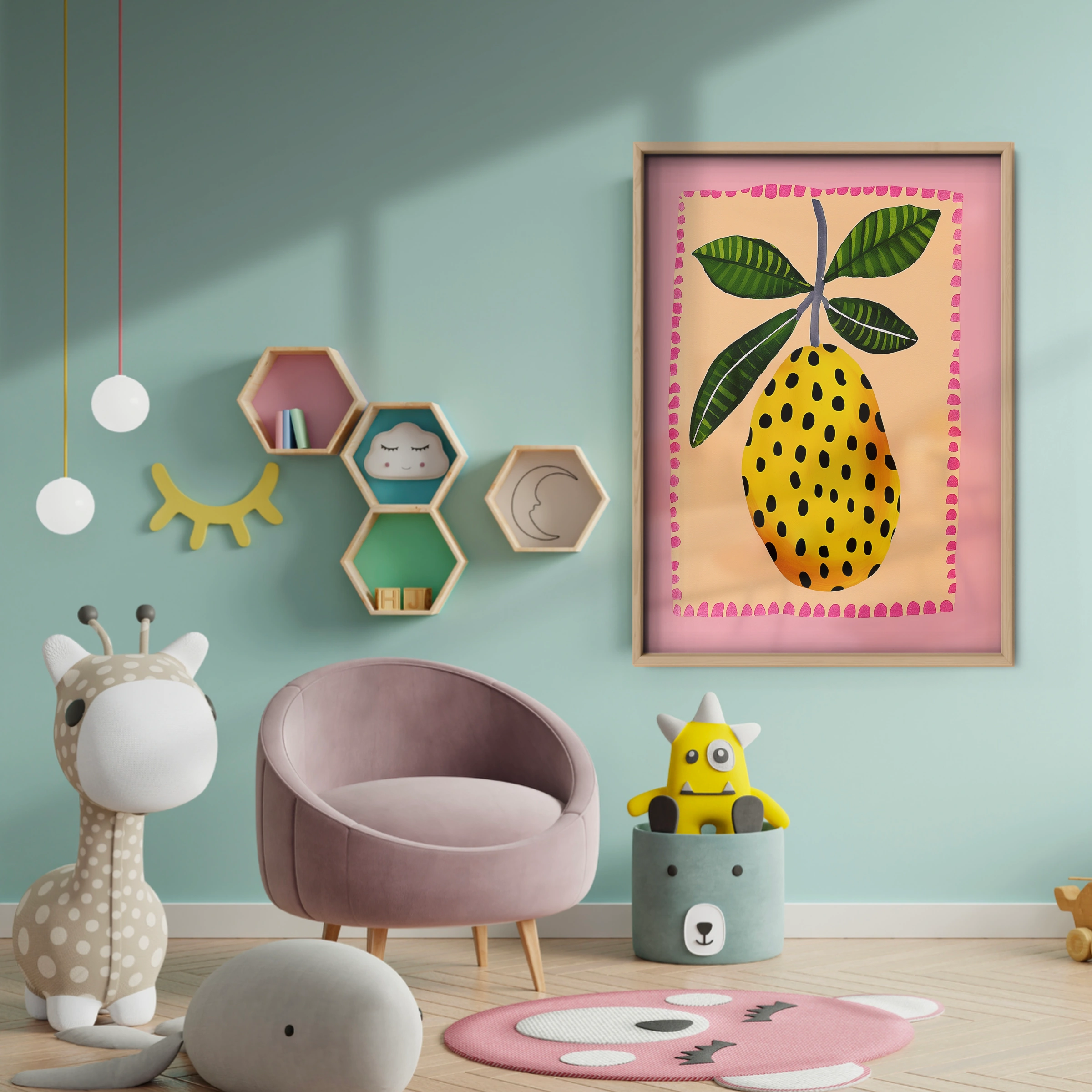 Painted Lemon Nursery Print - baby room wall decor print