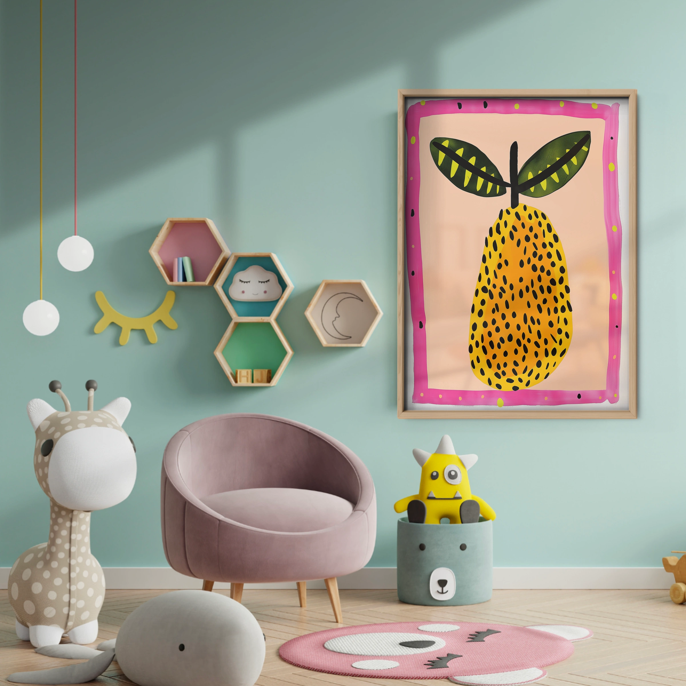 Painted Papaya Nursery Print - baby room wall decor print