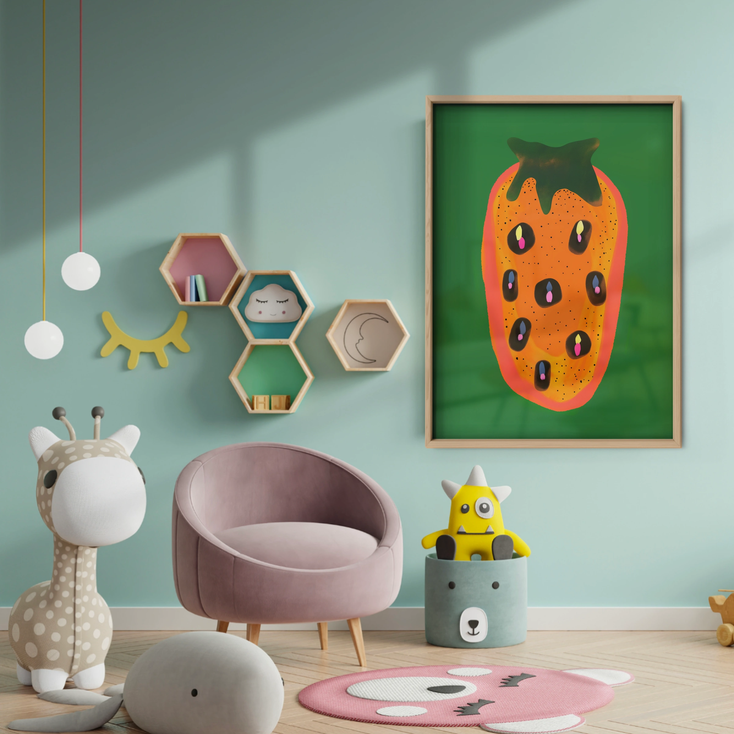 Papaya Nursery Print Two - baby room wall decor print