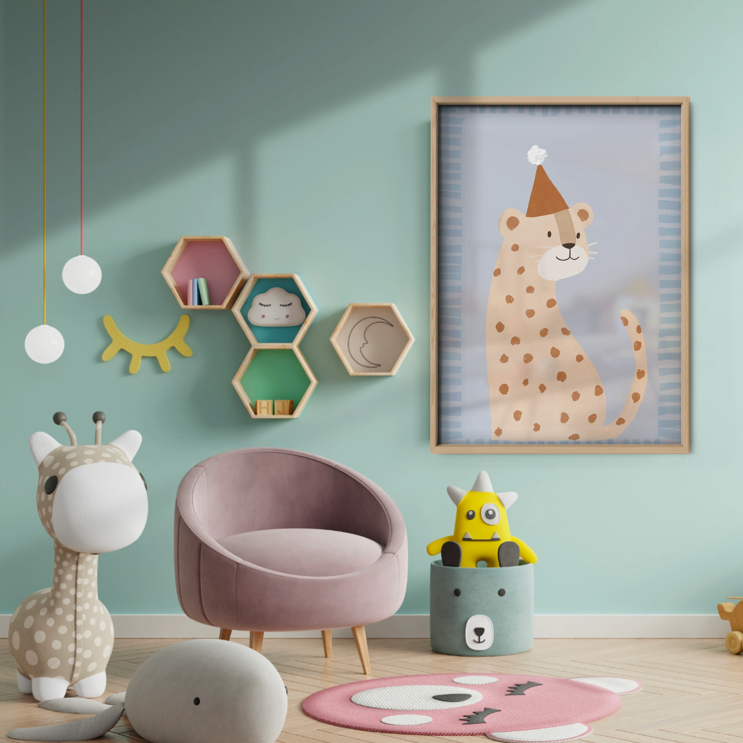 Party Cheetah Nursery Print - baby room wall decor print