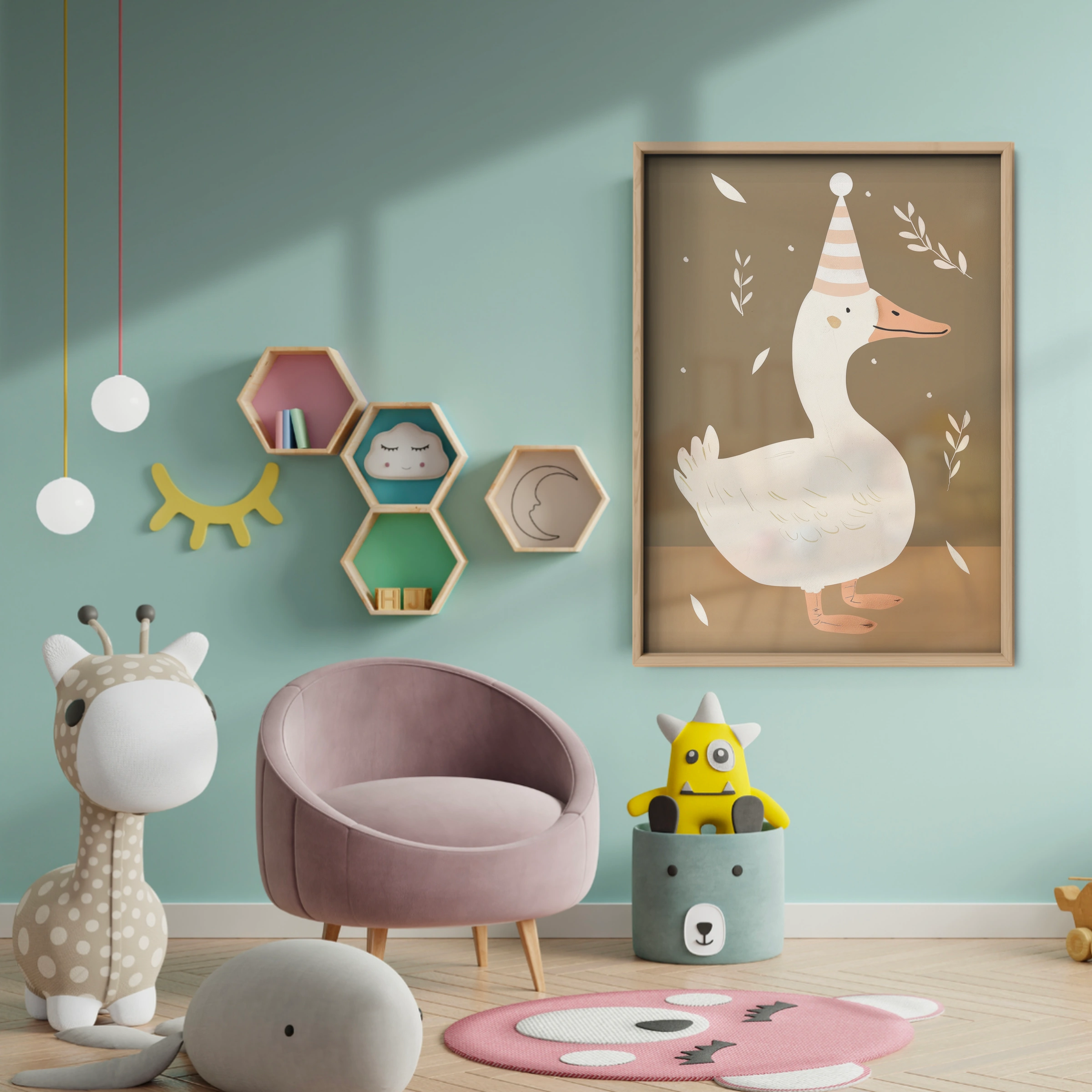 Party Goose Nursery Print - baby room wall decor print