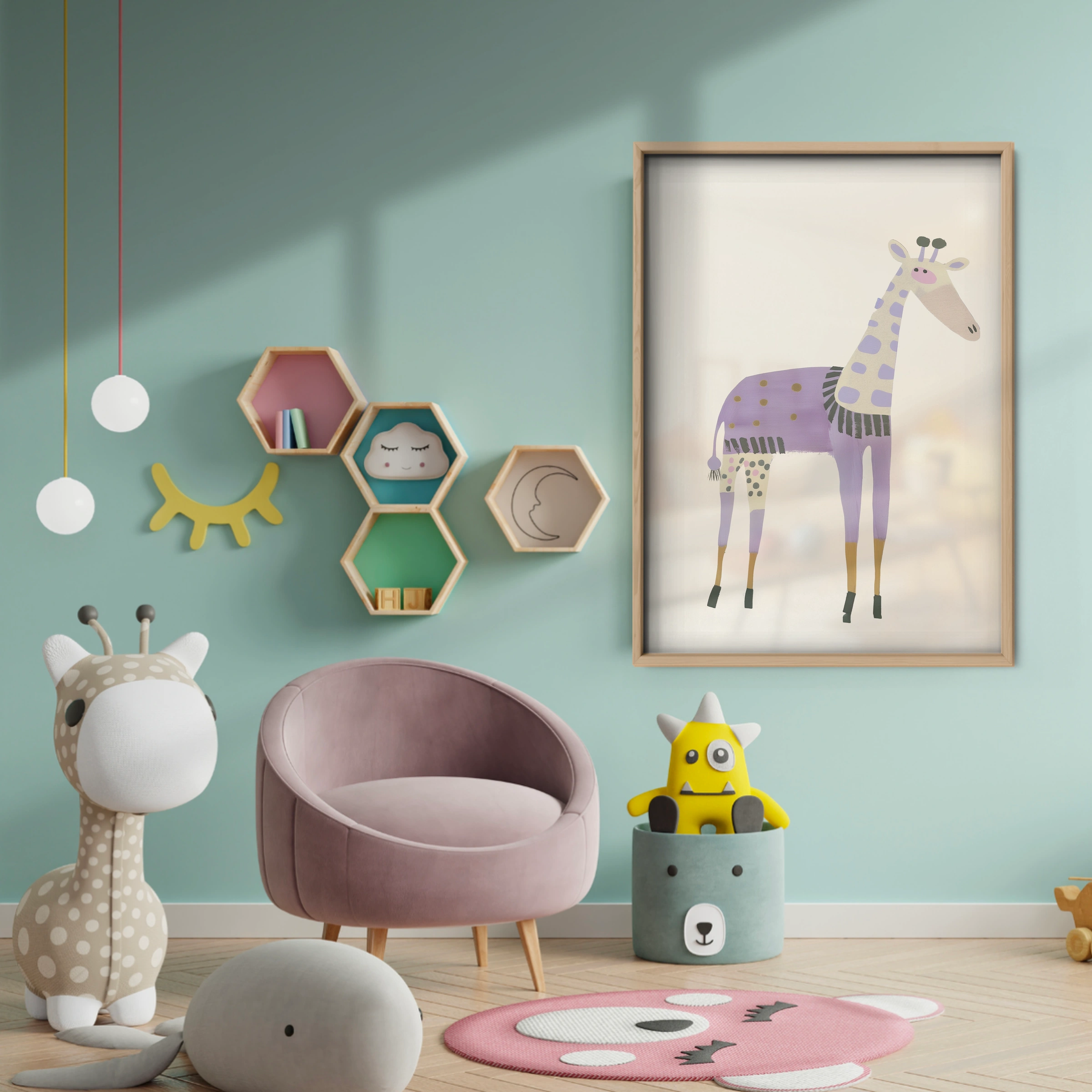 Patterned Giraffe Nursery Print - baby room wall decor print
