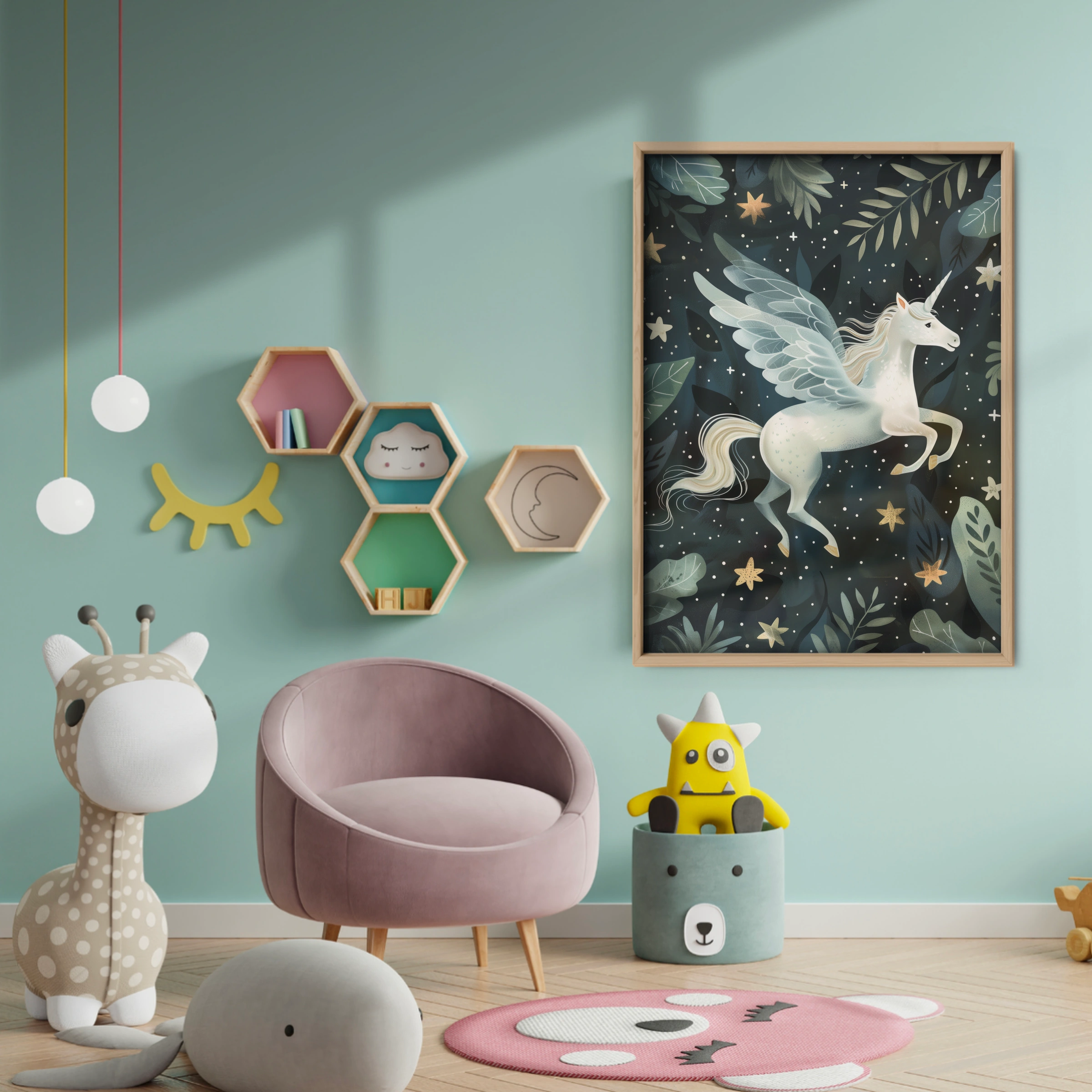 Pegasus in the Stars Nursery Print - baby room wall decor print