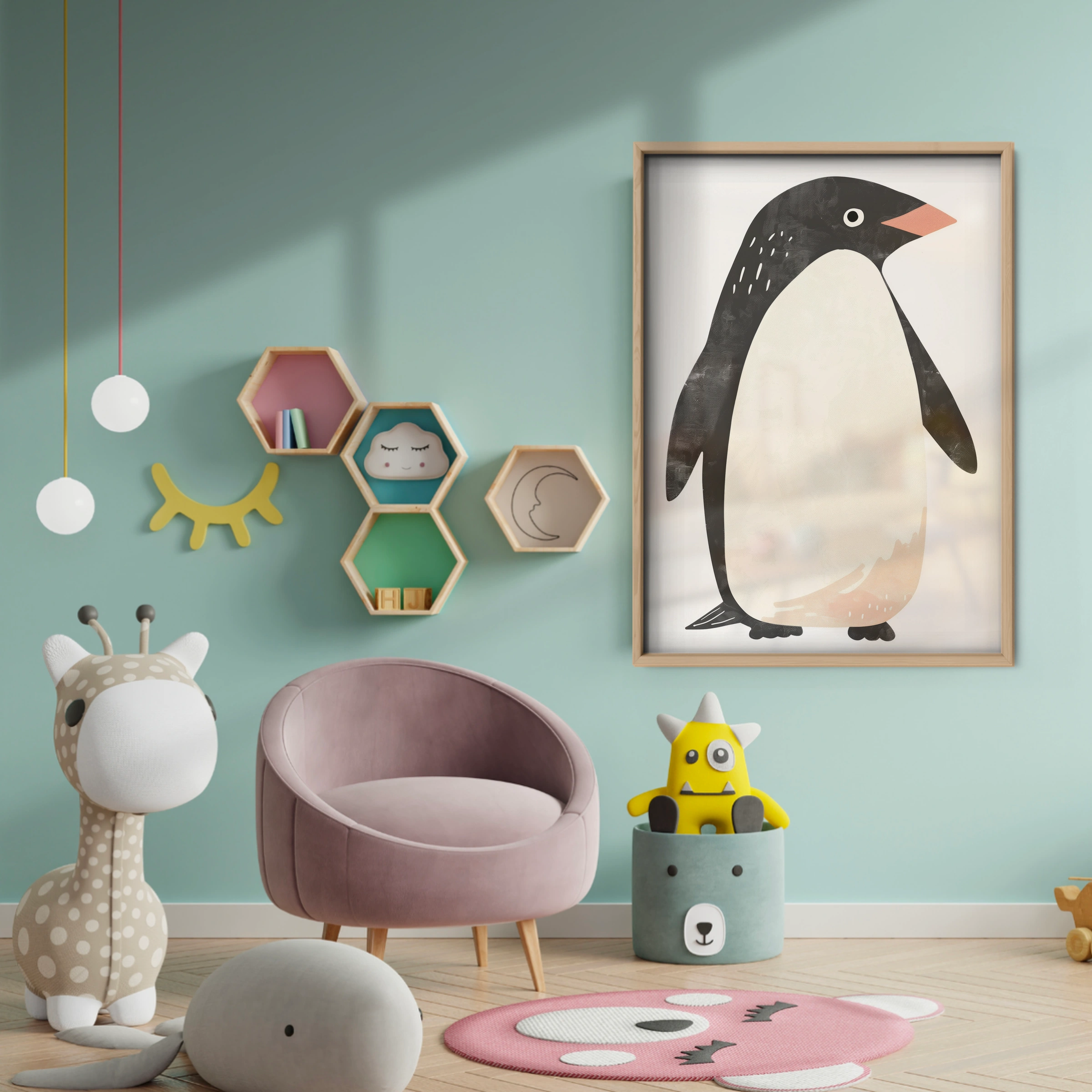 Penguin Nursery Print - baby room wall decor print