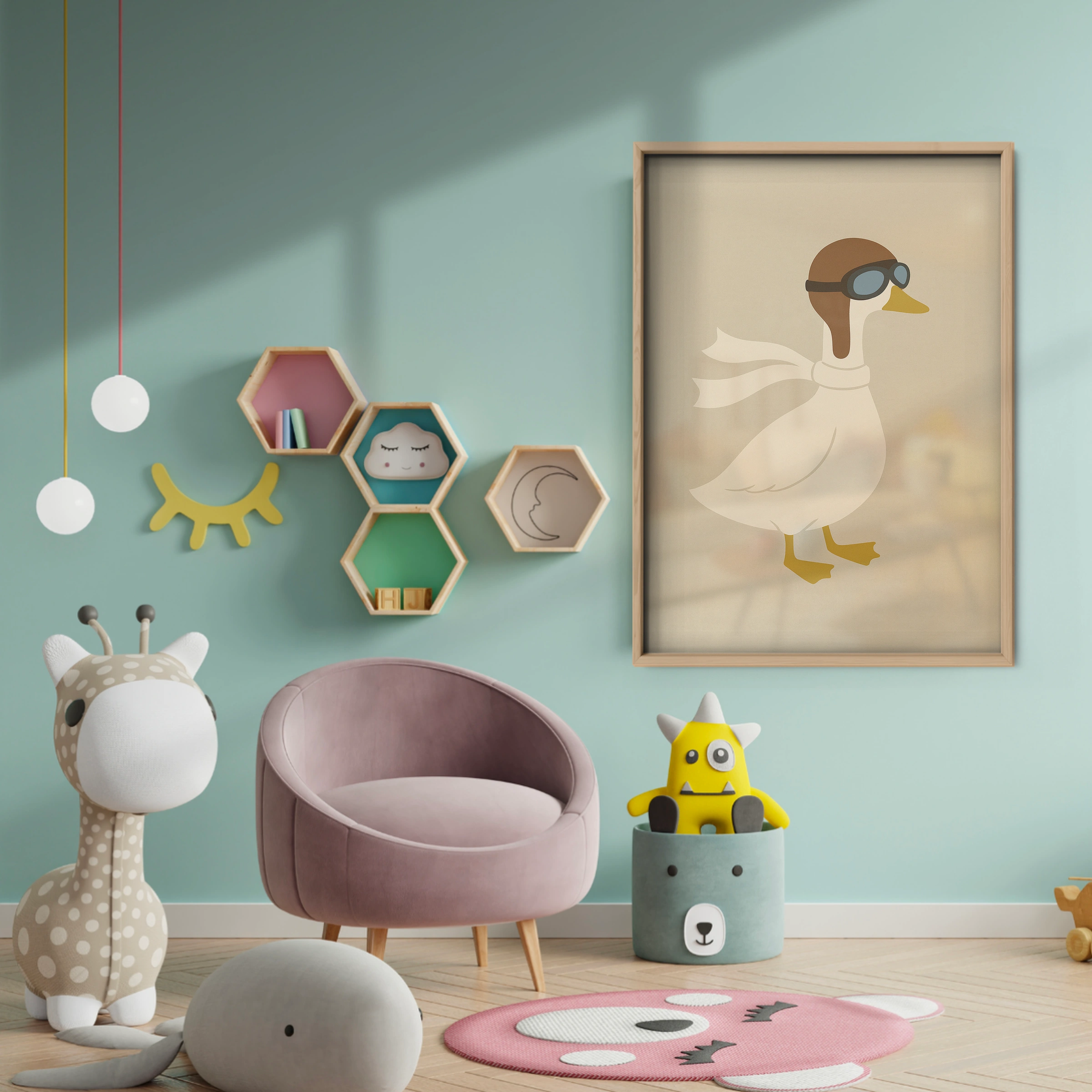 Pilot Goose Nursery Print - baby room wall decor print