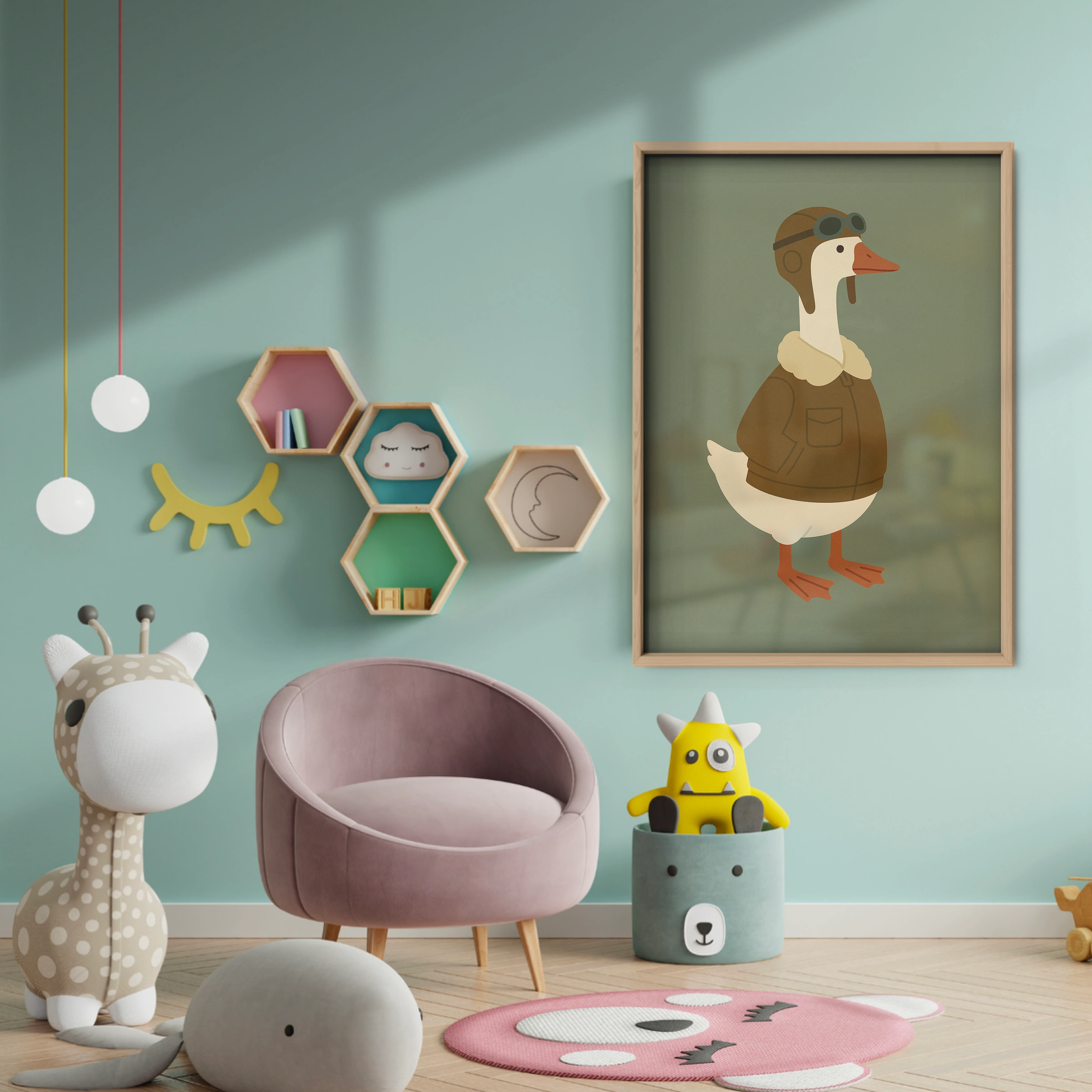 Pilot Goose Three Nursery Print - baby room wall decor print