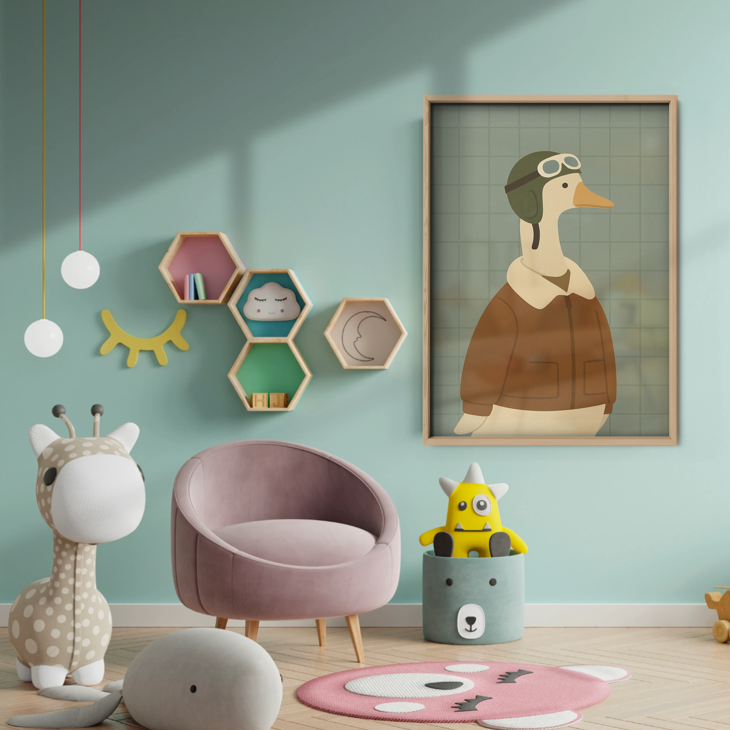 Pilot Goose Two Nursery Print - baby room wall decor print