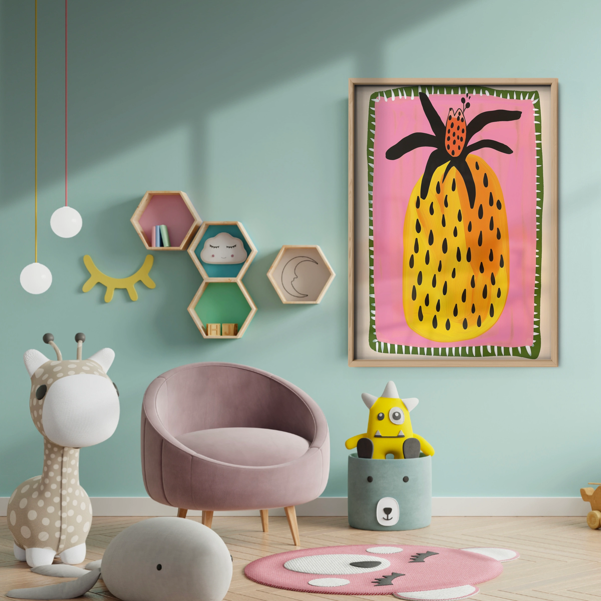 Pineapple Nursery Print - baby room wall decor print