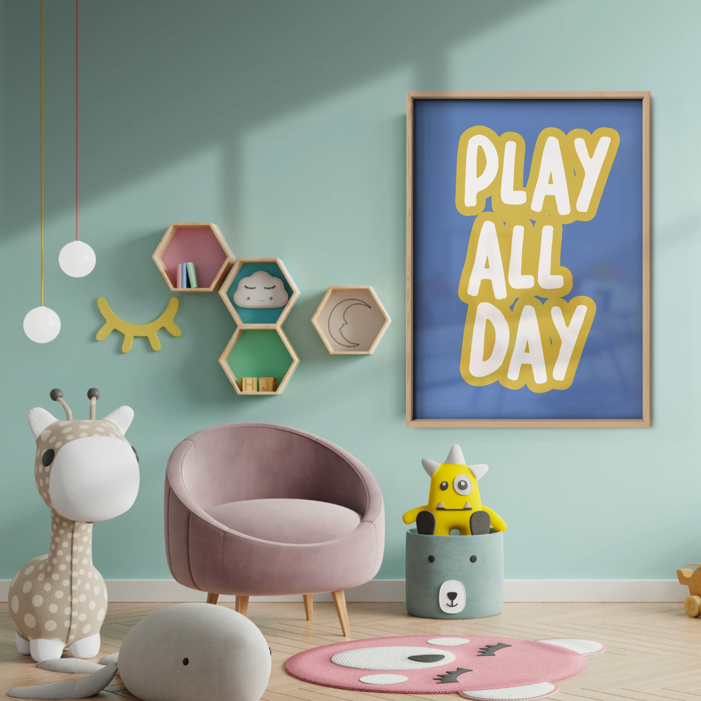 Play All Day Bold Nursery Print - baby room wall decor print