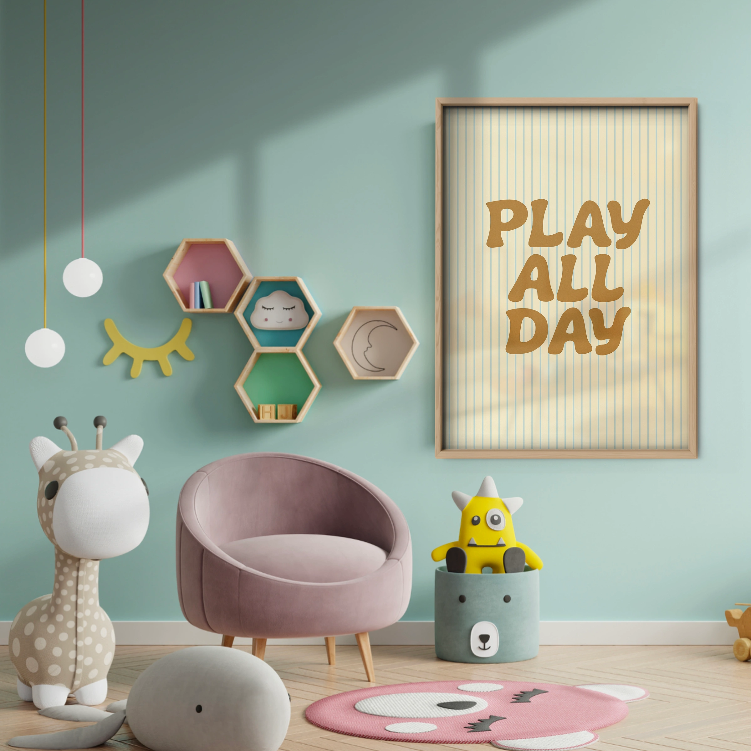Play All Day Two Nursery Print - baby room wall decor print