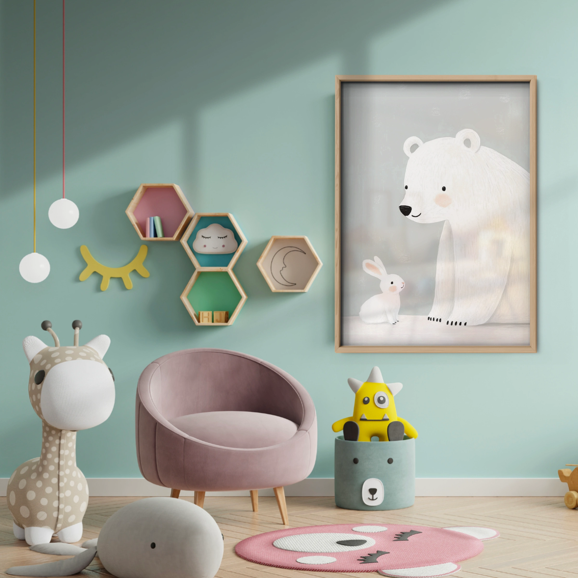 Polar Bear Nursery Print - baby room wall decor print