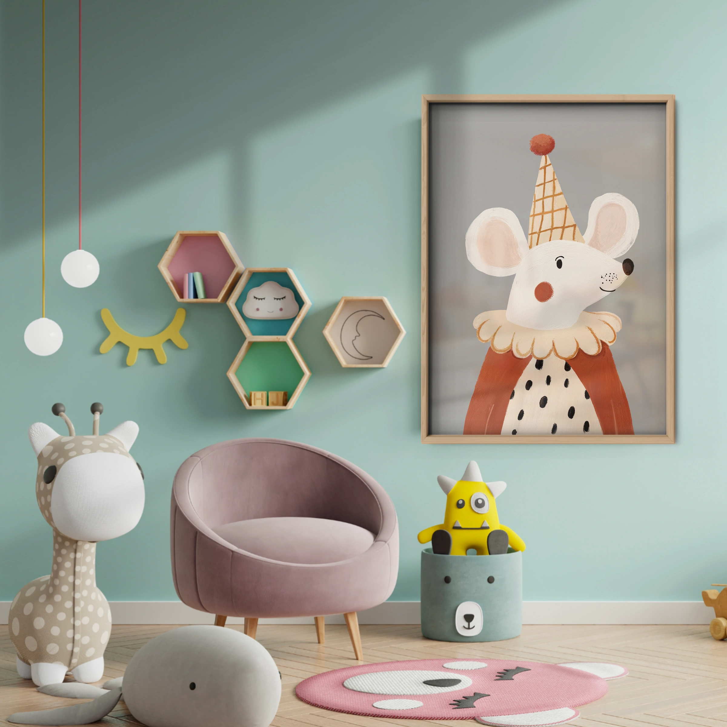Queen Mouse Nursery Print - baby room wall decor print
