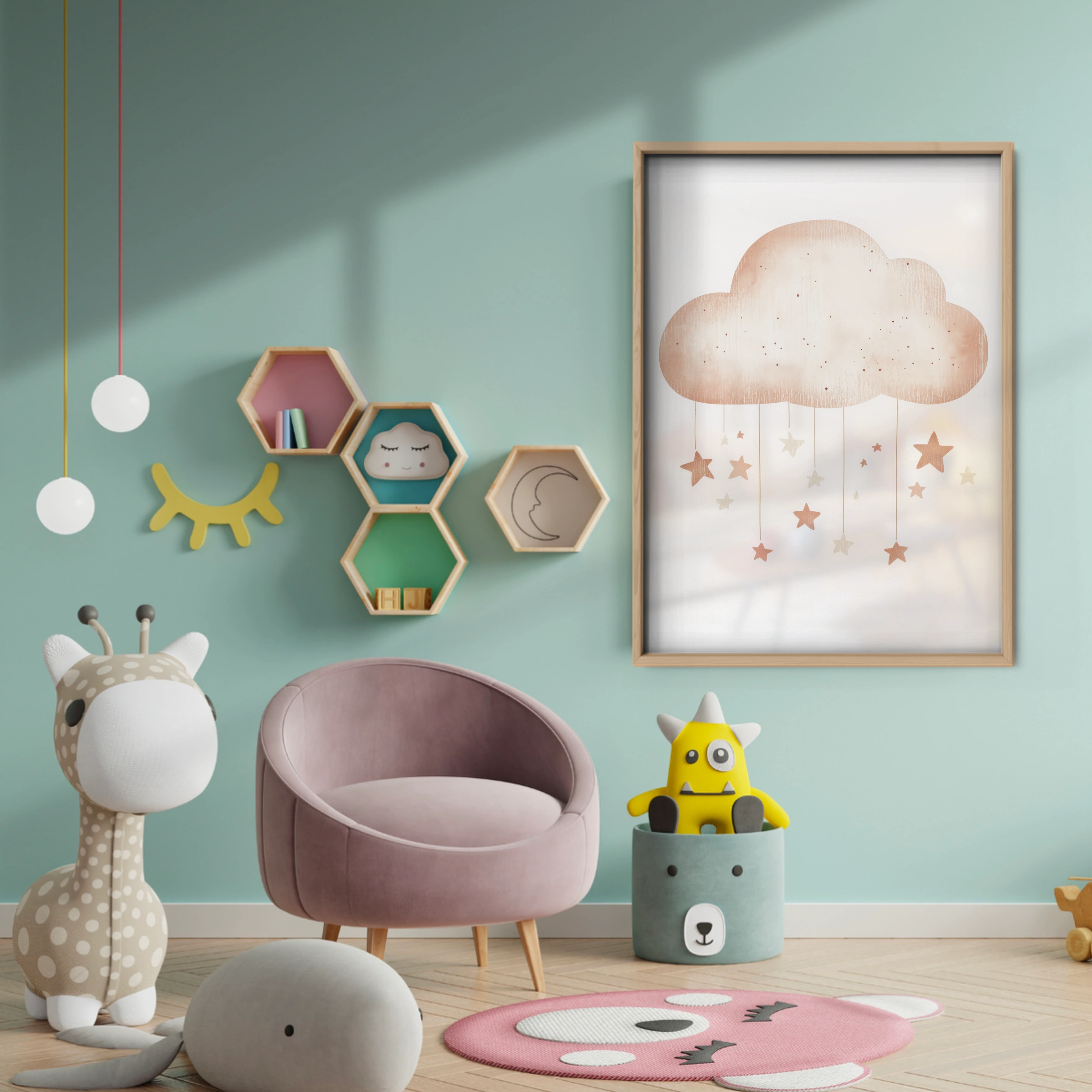 Rain Cloud Two Nursery Print - baby room wall decor print
