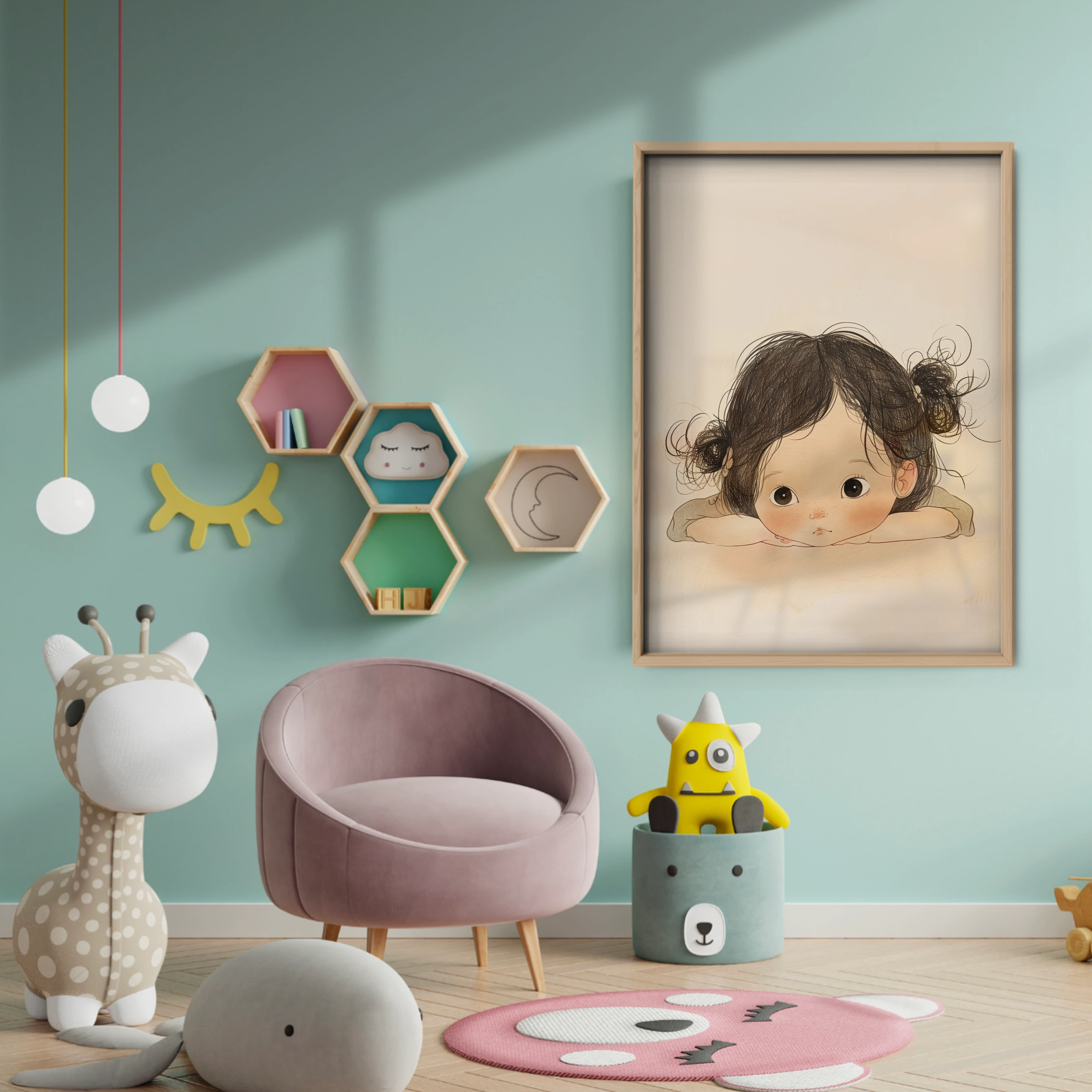 Resting Girl Nursery Print - baby room wall decor print