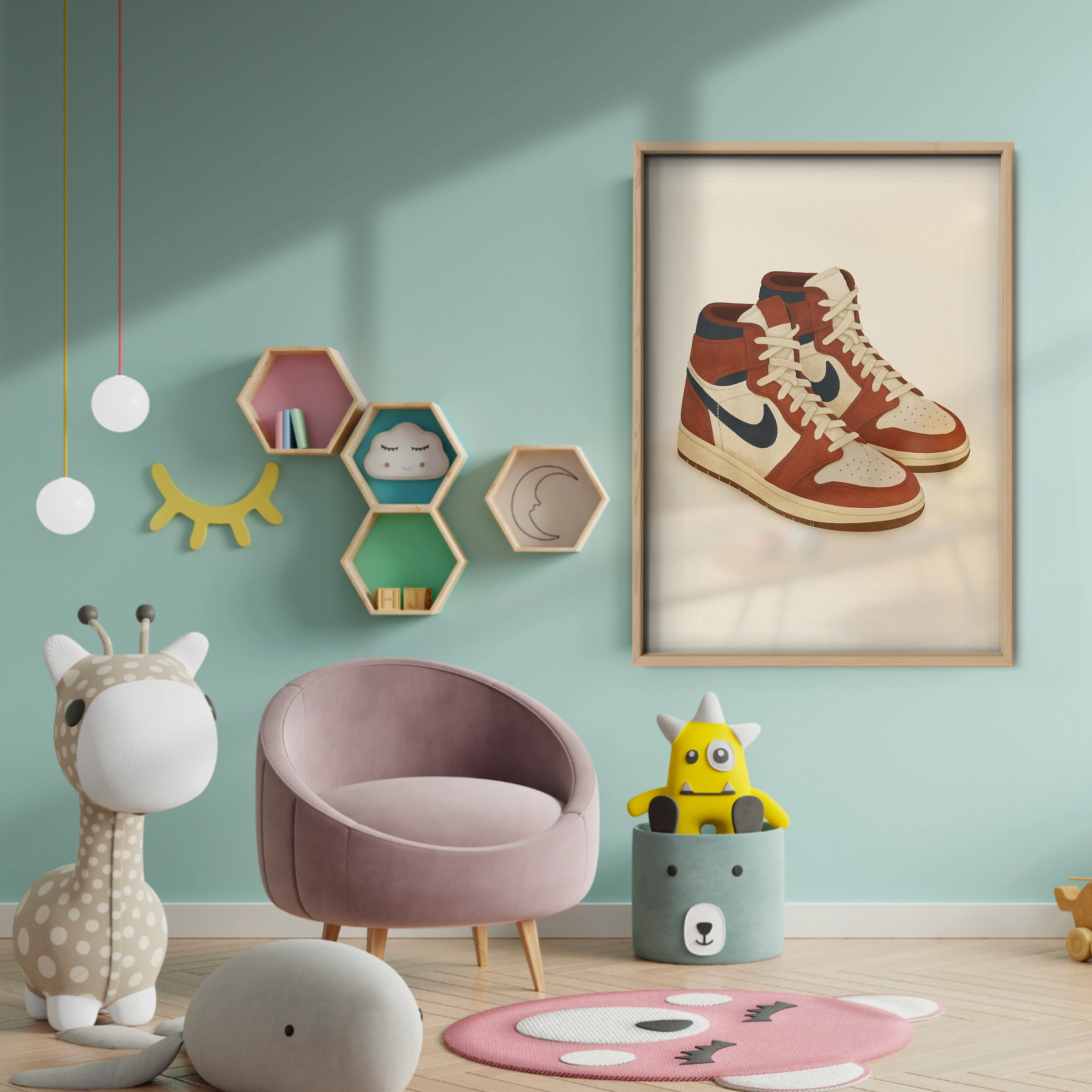 Retro High Tops Nursery Print - baby room wall decor print