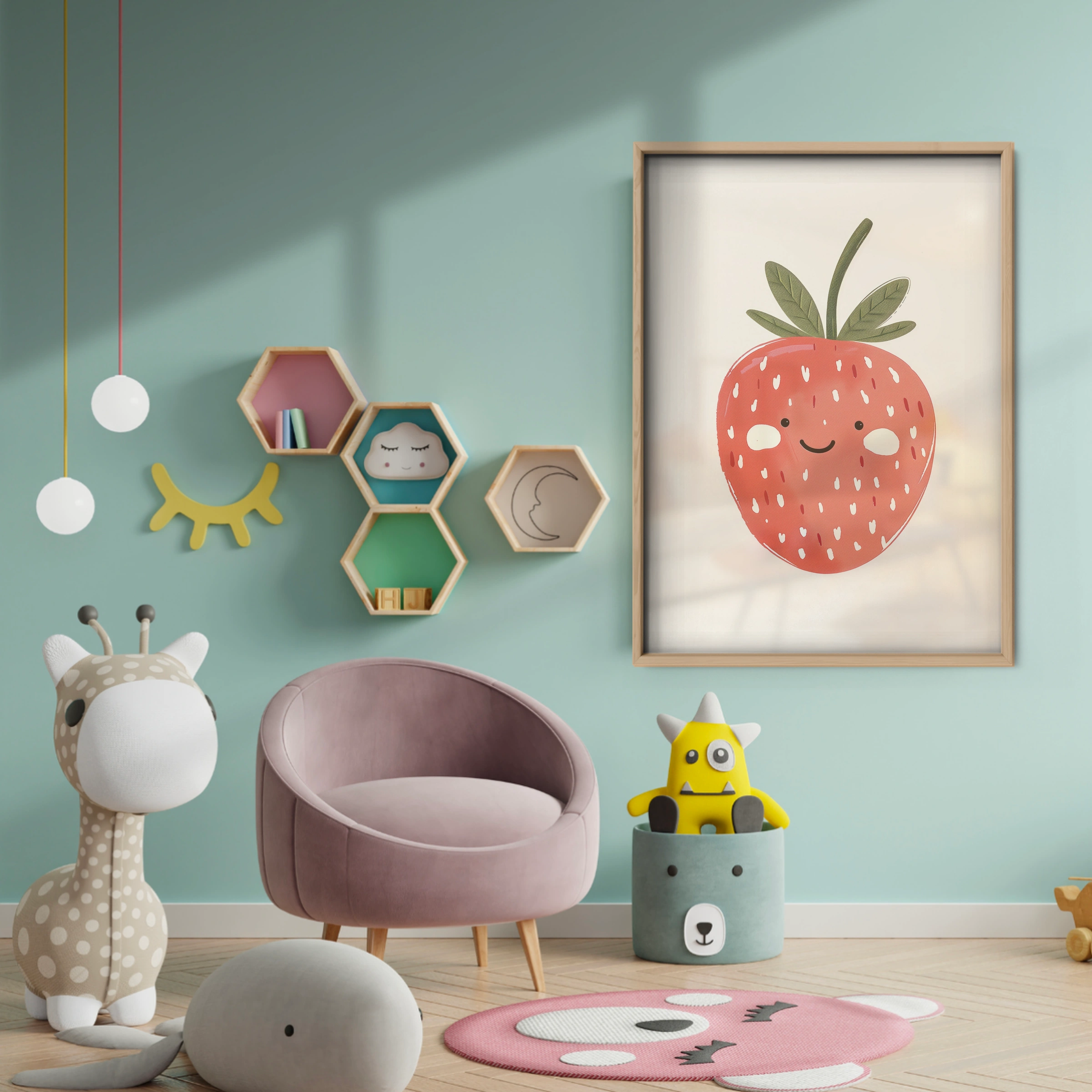 Ripe Strawberry Nursery Print - baby room wall decor print