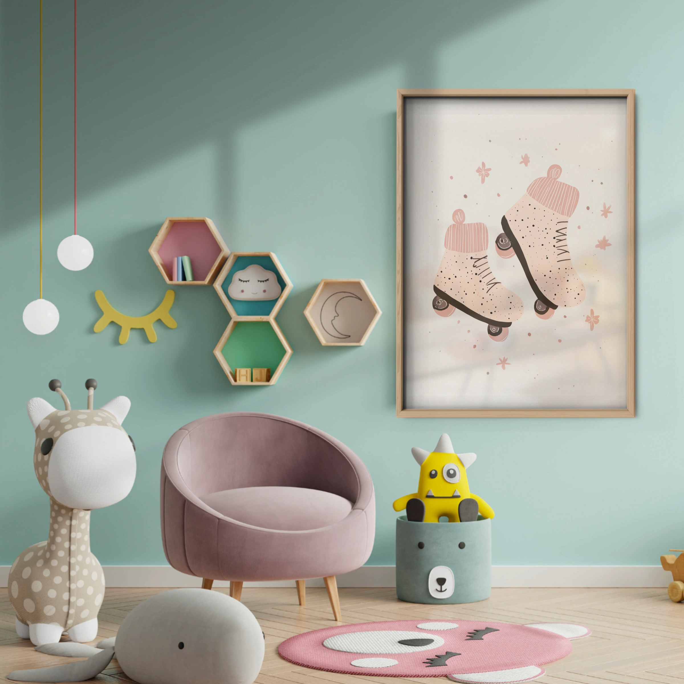 Roller Skates Nursery Print - baby room wall decor print