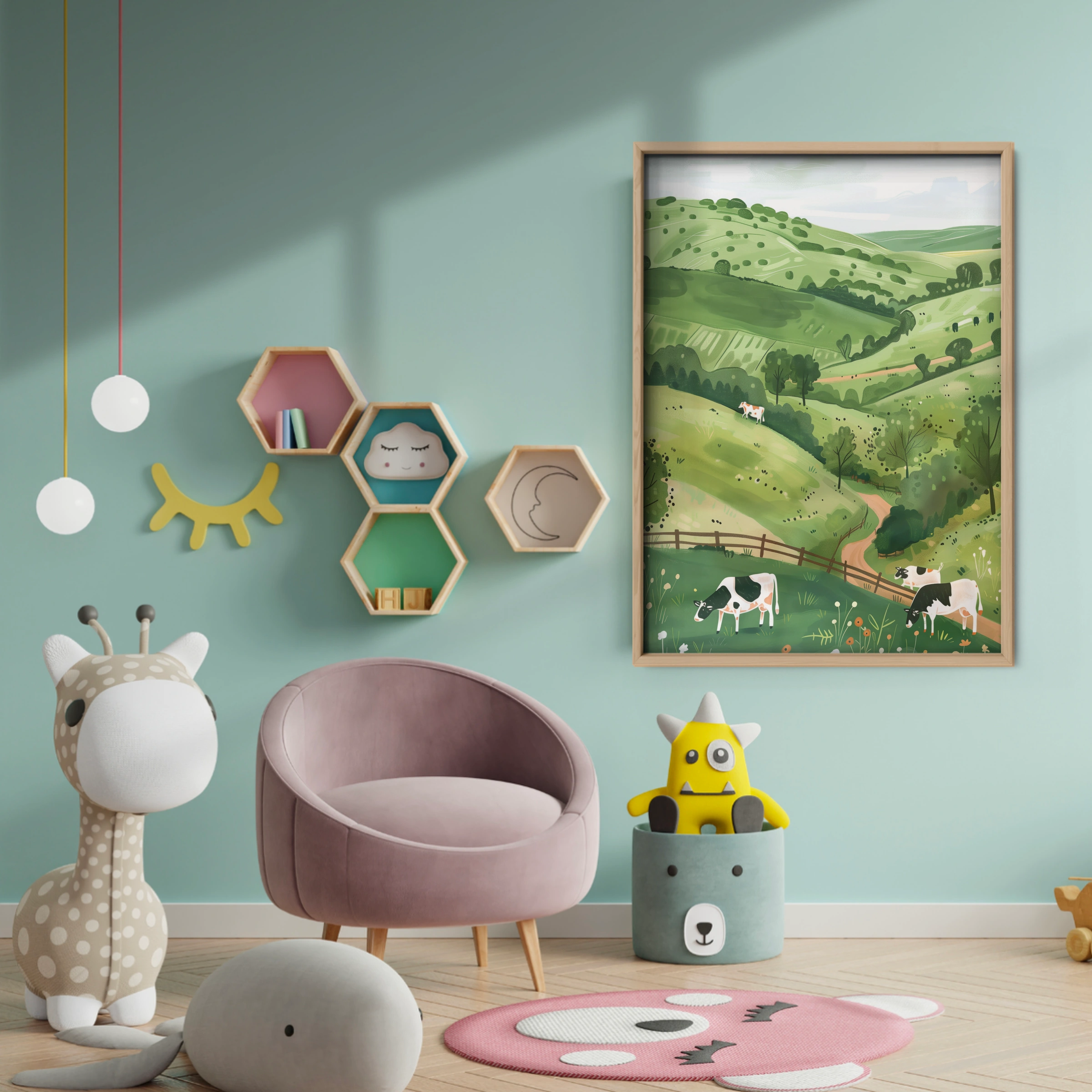 Rolling Hills Nursery Print - baby room wall decor print