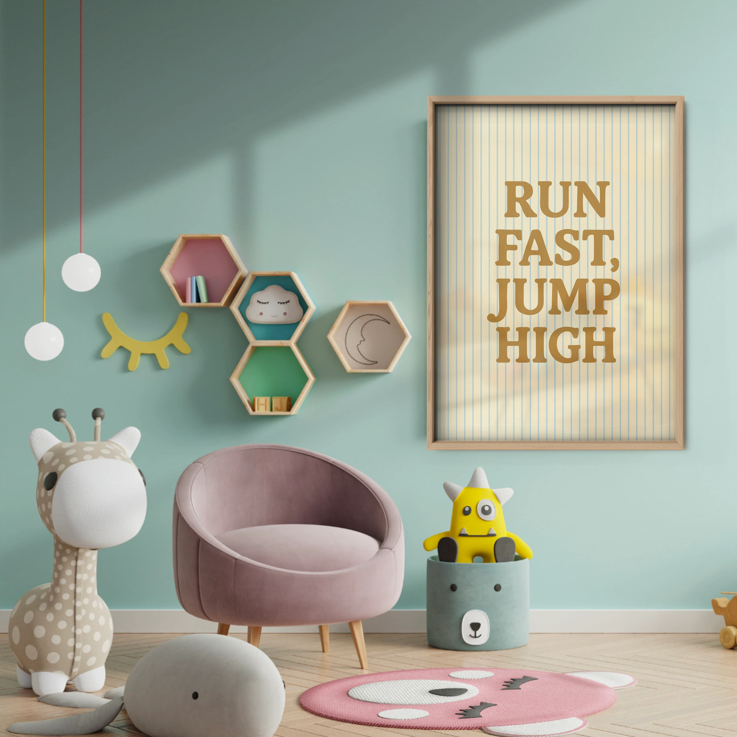 Run Fast Jump High Two Nursery Print - baby room wall decor print