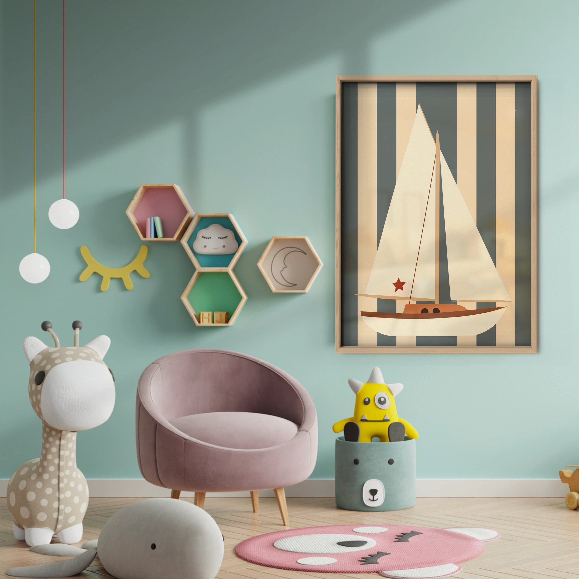 Sailboat Nursery Print - baby room wall decor print