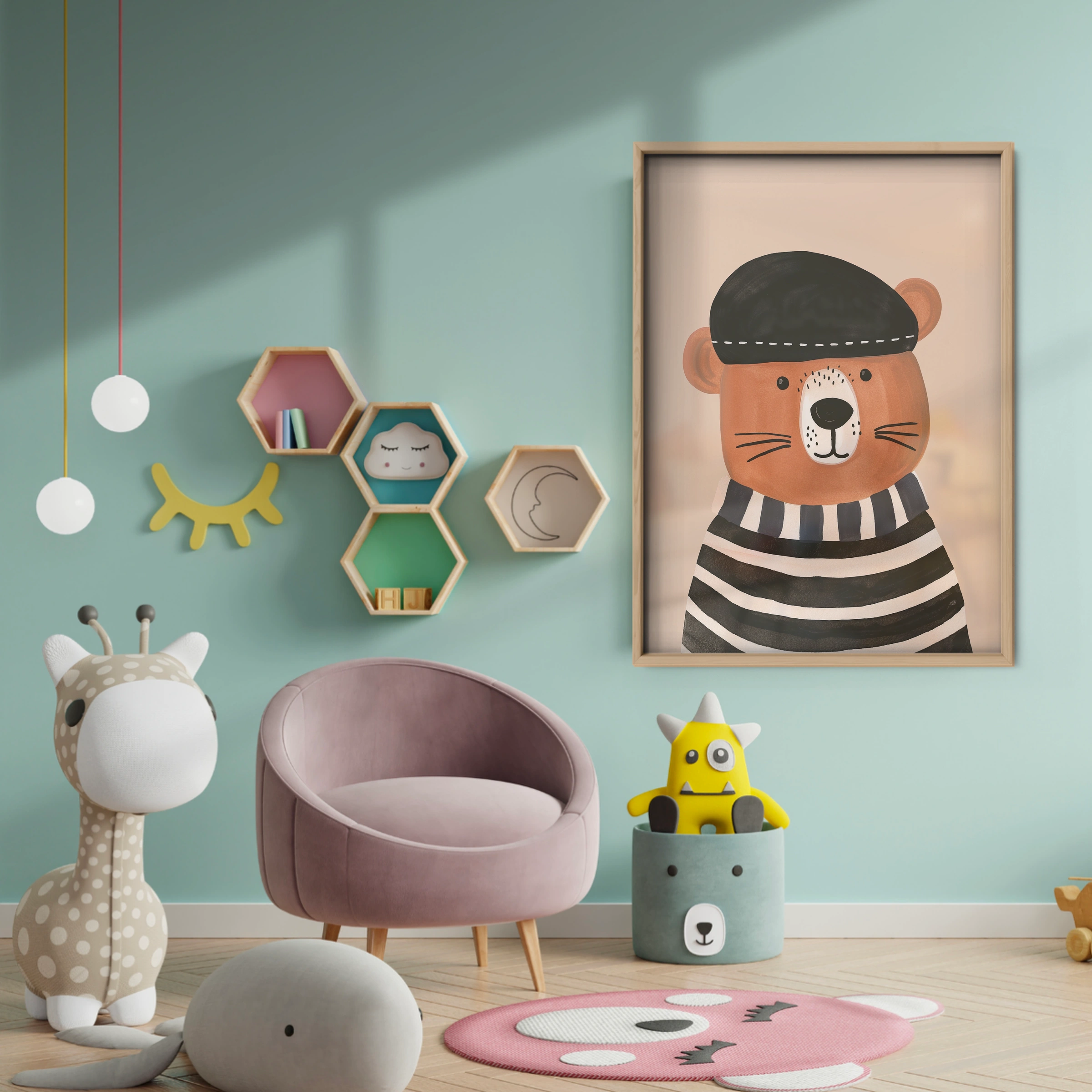 Sailor Bear Nursery Print - baby room wall decor print
