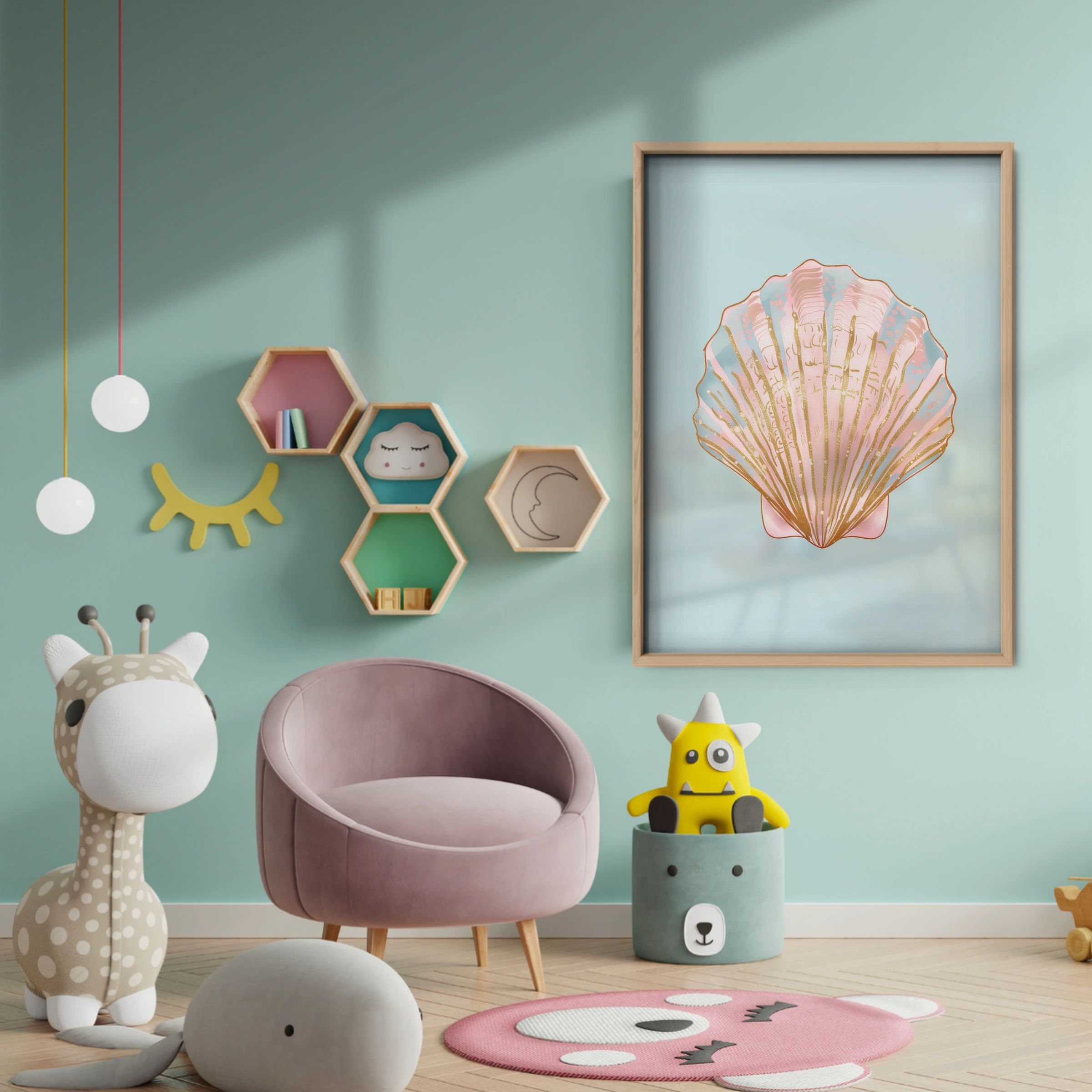 Seashell Nursery Print - baby room wall decor print