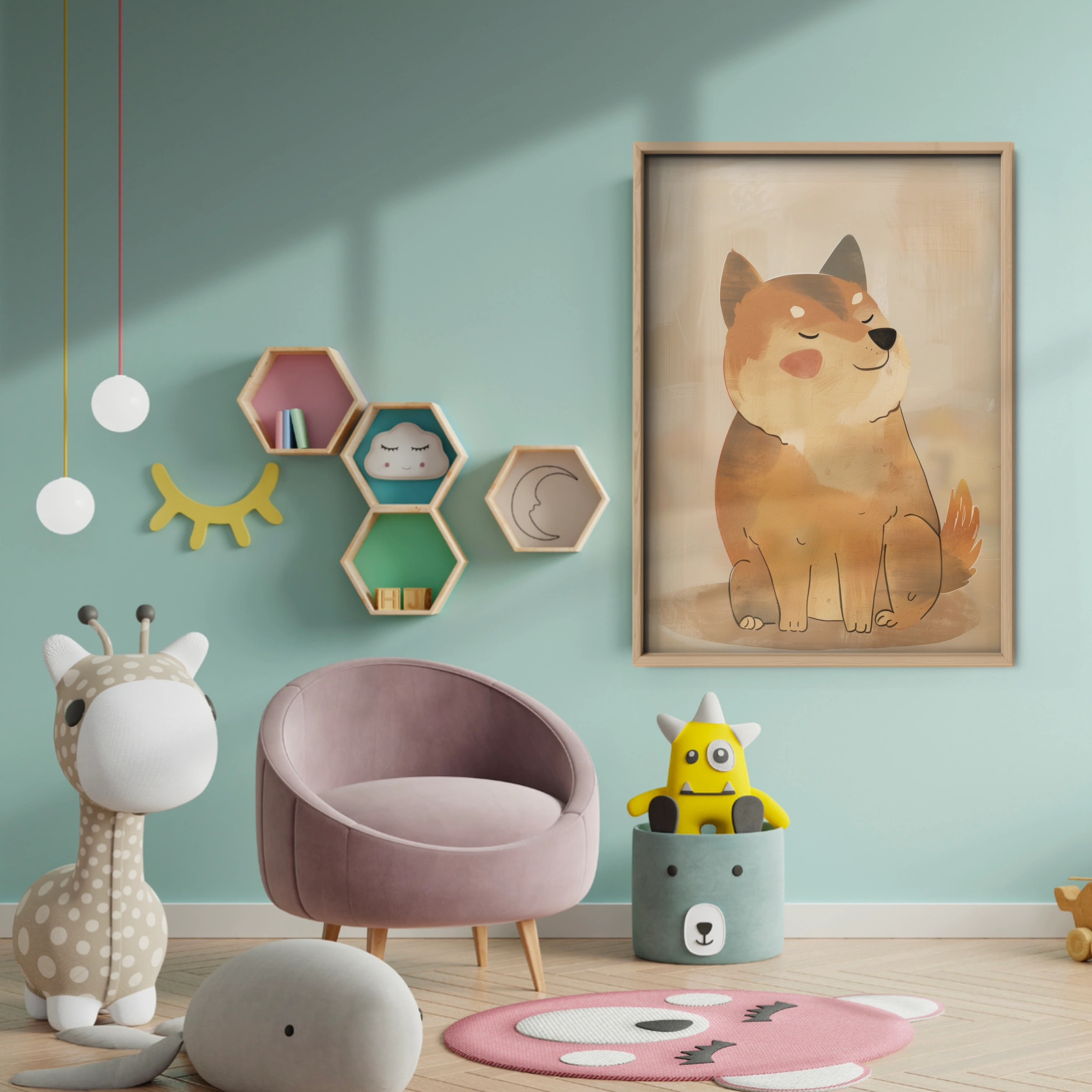 Shiba Dog Nursery Print - baby room wall decor print