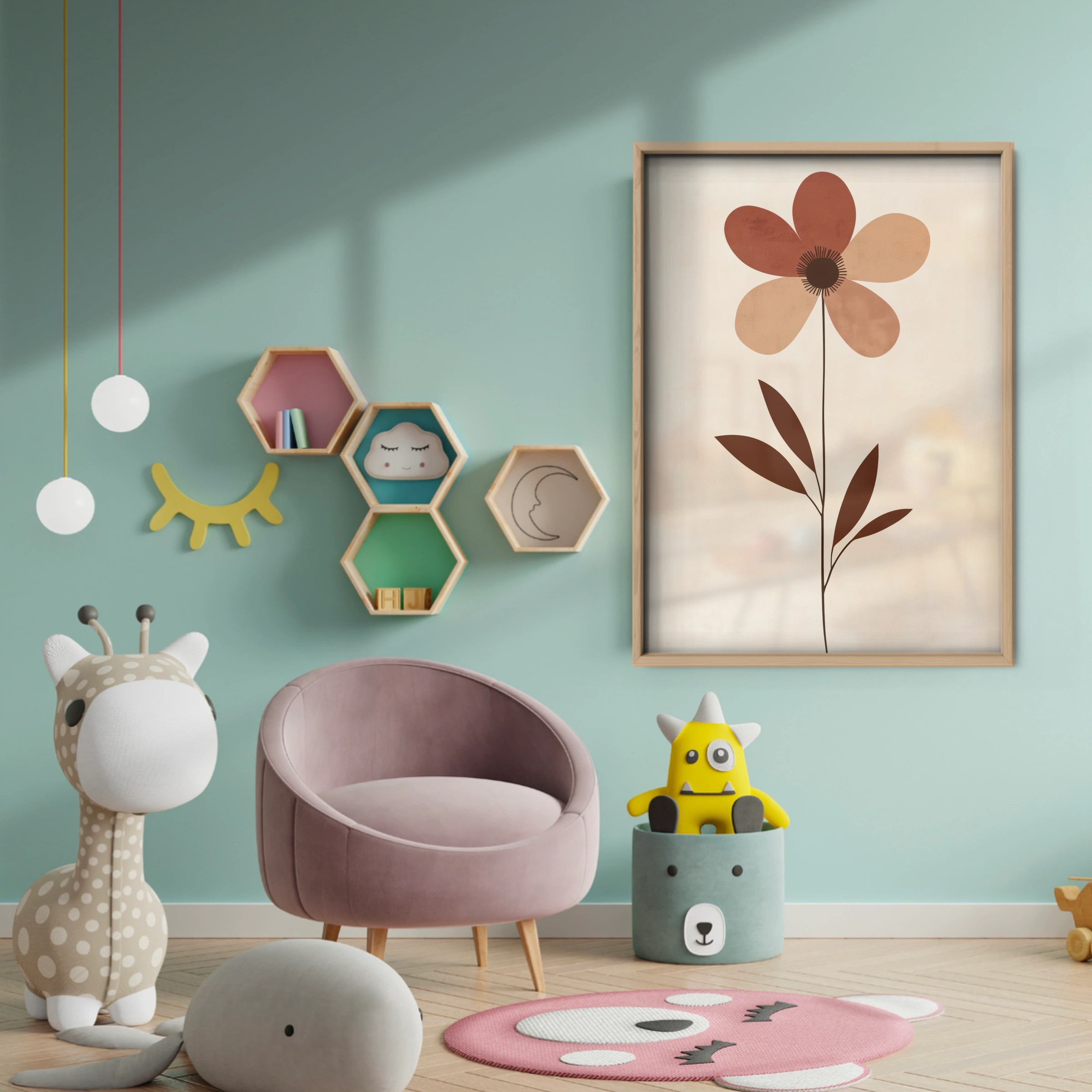 Single Flower Nursery Print - baby room wall decor print