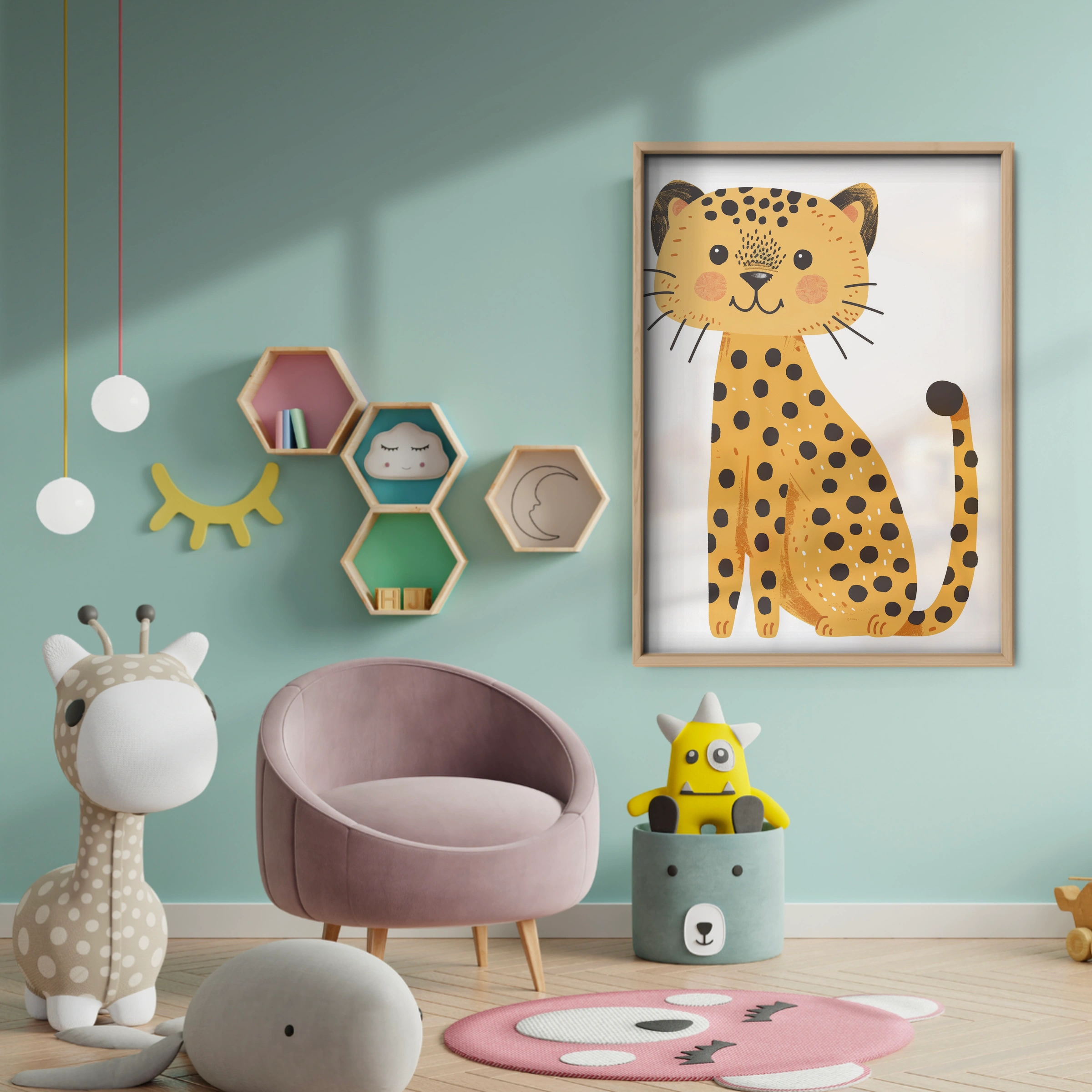 Sitting Cheetah Nursery Print - baby room wall decor print