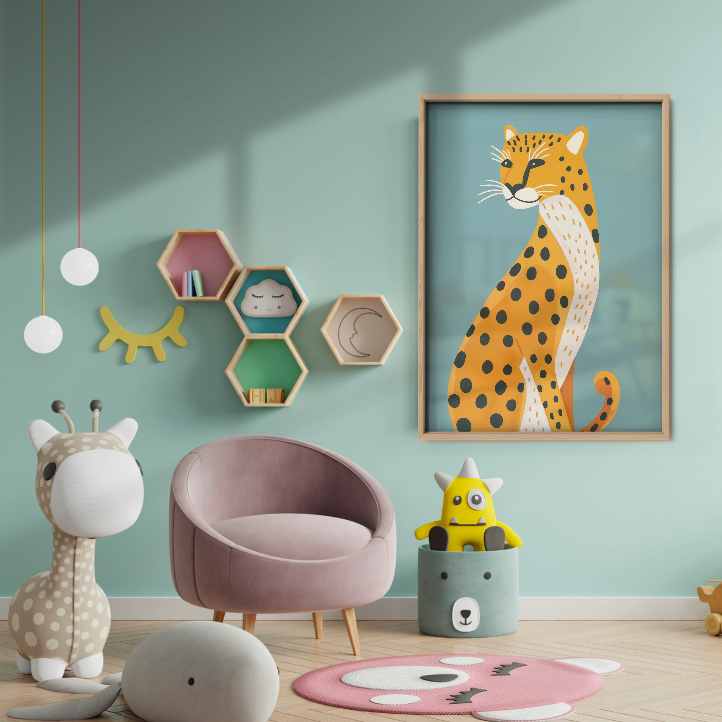 Sitting Cheetah Two Nursery Print - baby room wall decor print