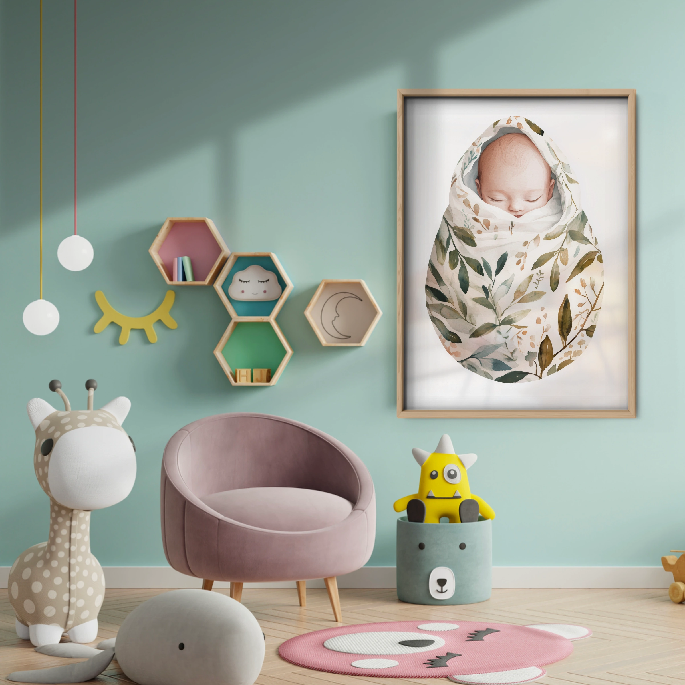 Sleeping Baby Nursery Print - baby room wall decor print