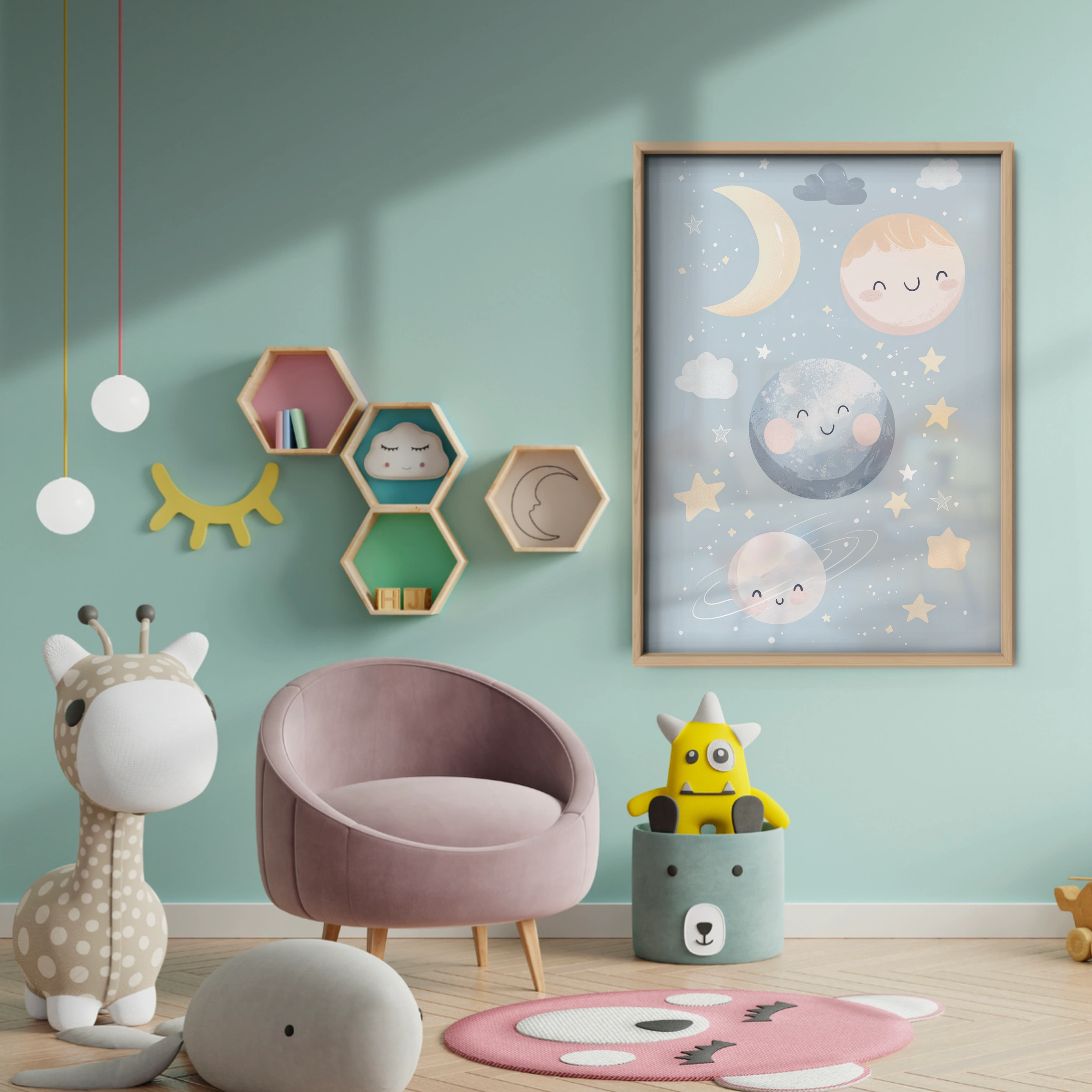 Sleepy Moon Nursery Print - baby room wall decor print