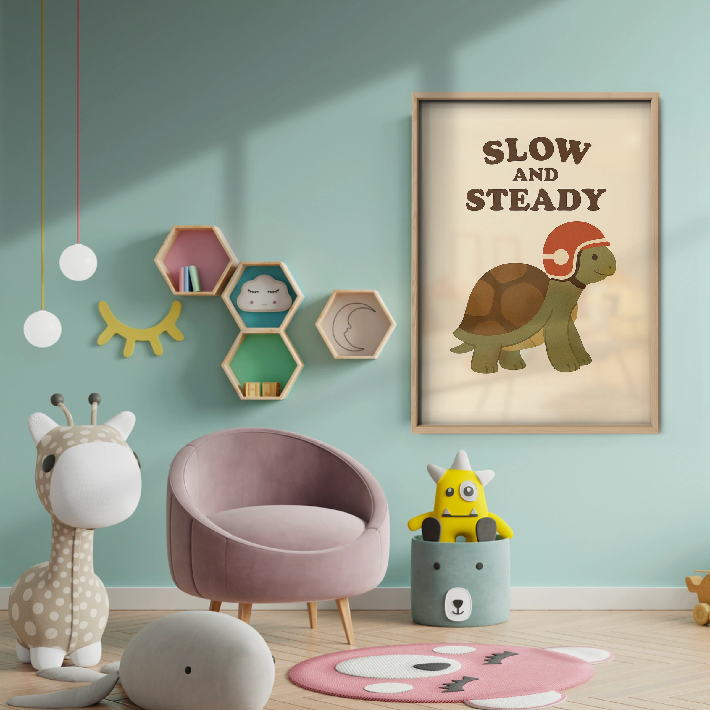 Slow and Steady Turtle Nursery Print - baby room wall decor print