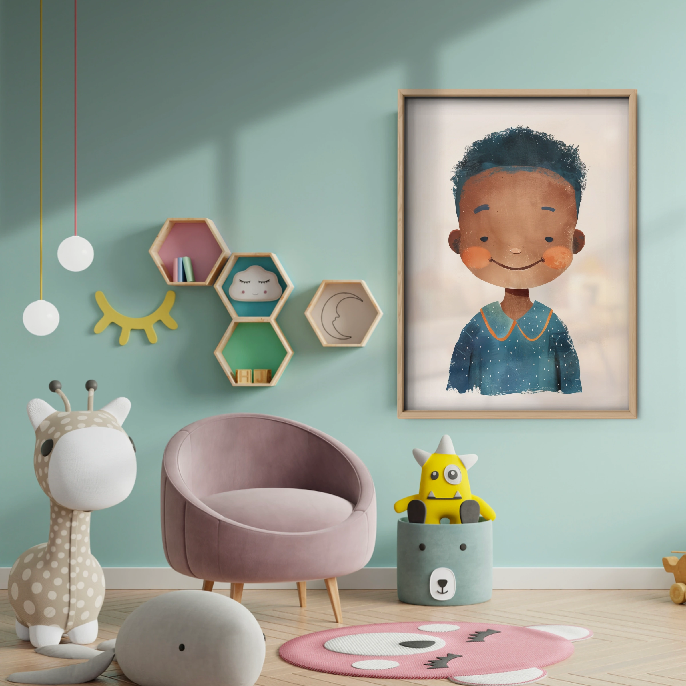 Smiling Boy Nursery Print - baby room wall decor print