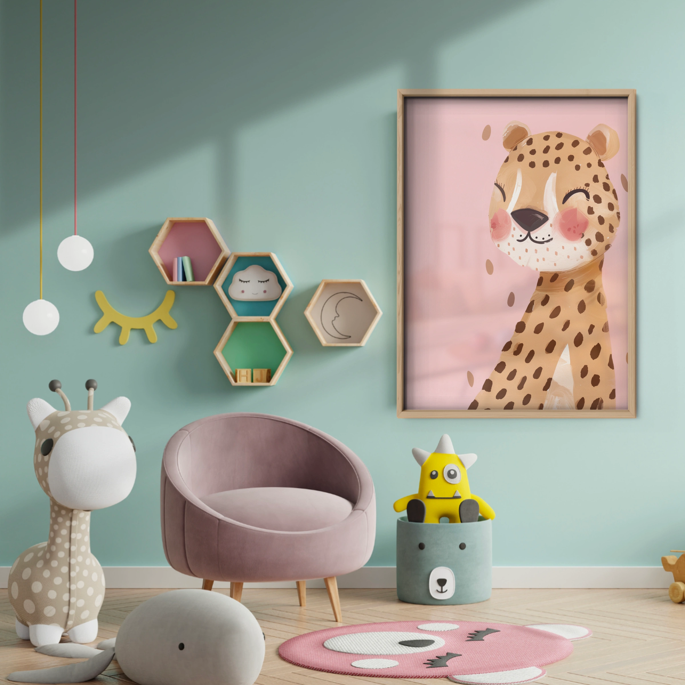 Smiling Cheetah Cub Nursery Print - baby room wall decor print
