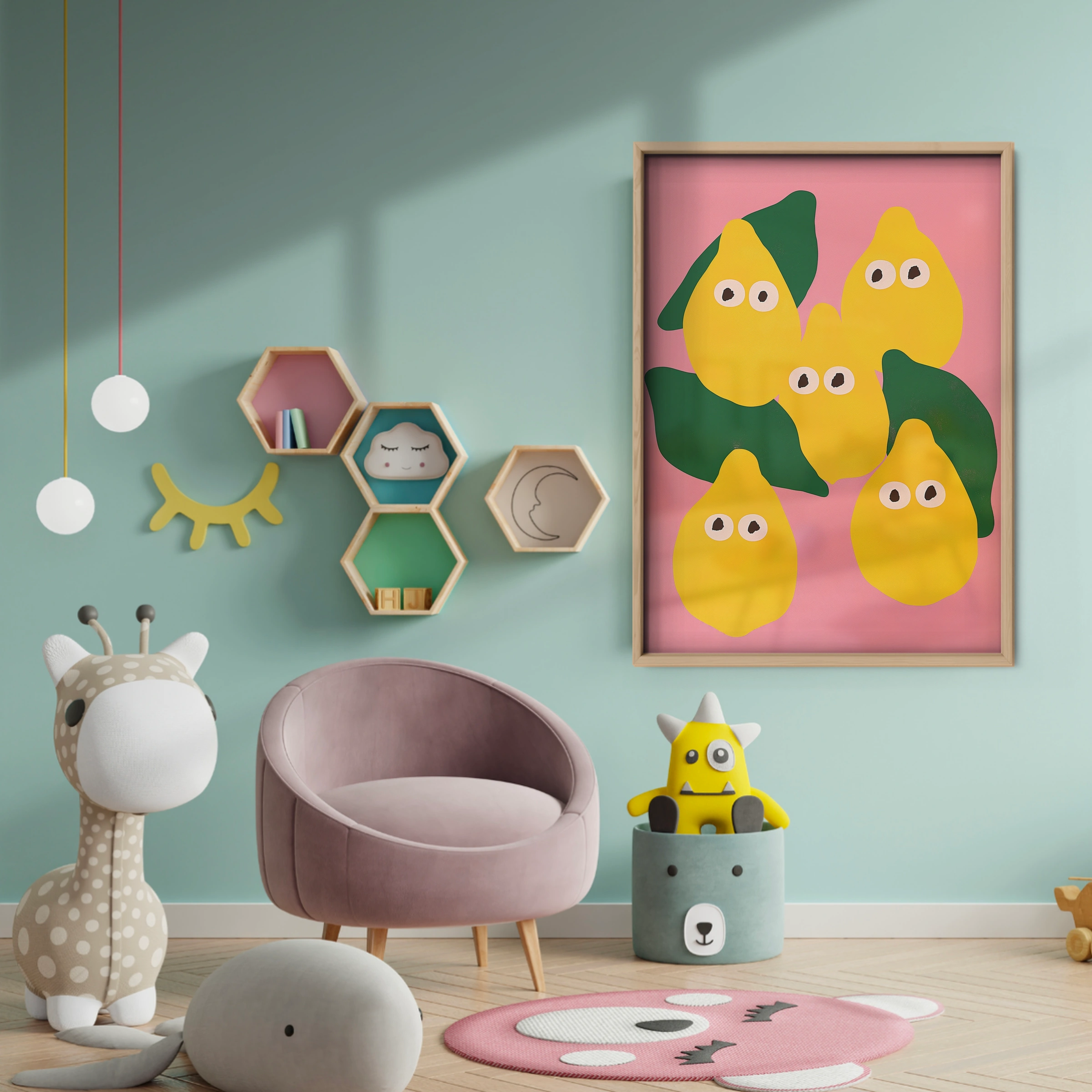 Smiling Pears Nursery Print - baby room wall decor print