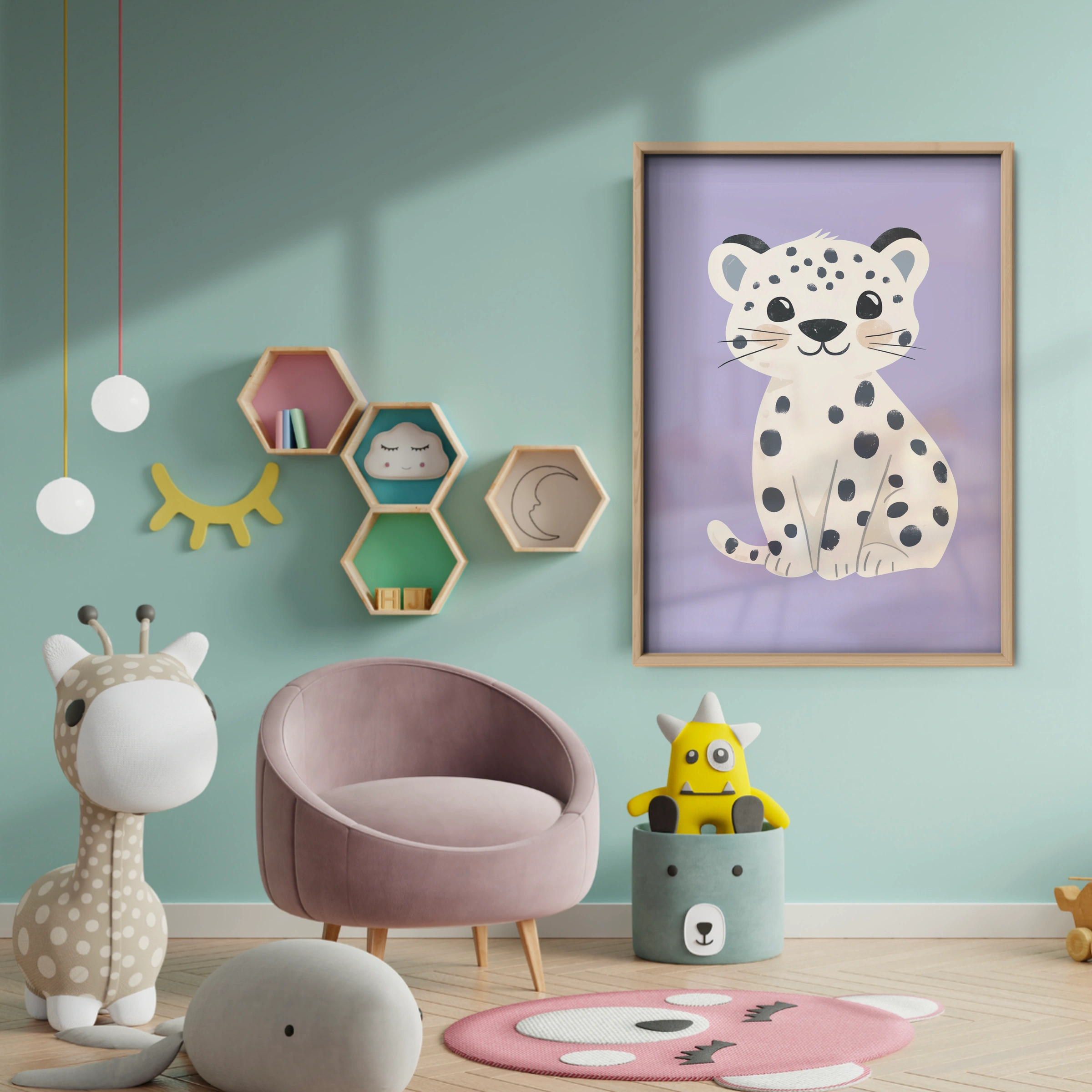 Snow Leopard Cub Nursery Print - baby room wall decor print