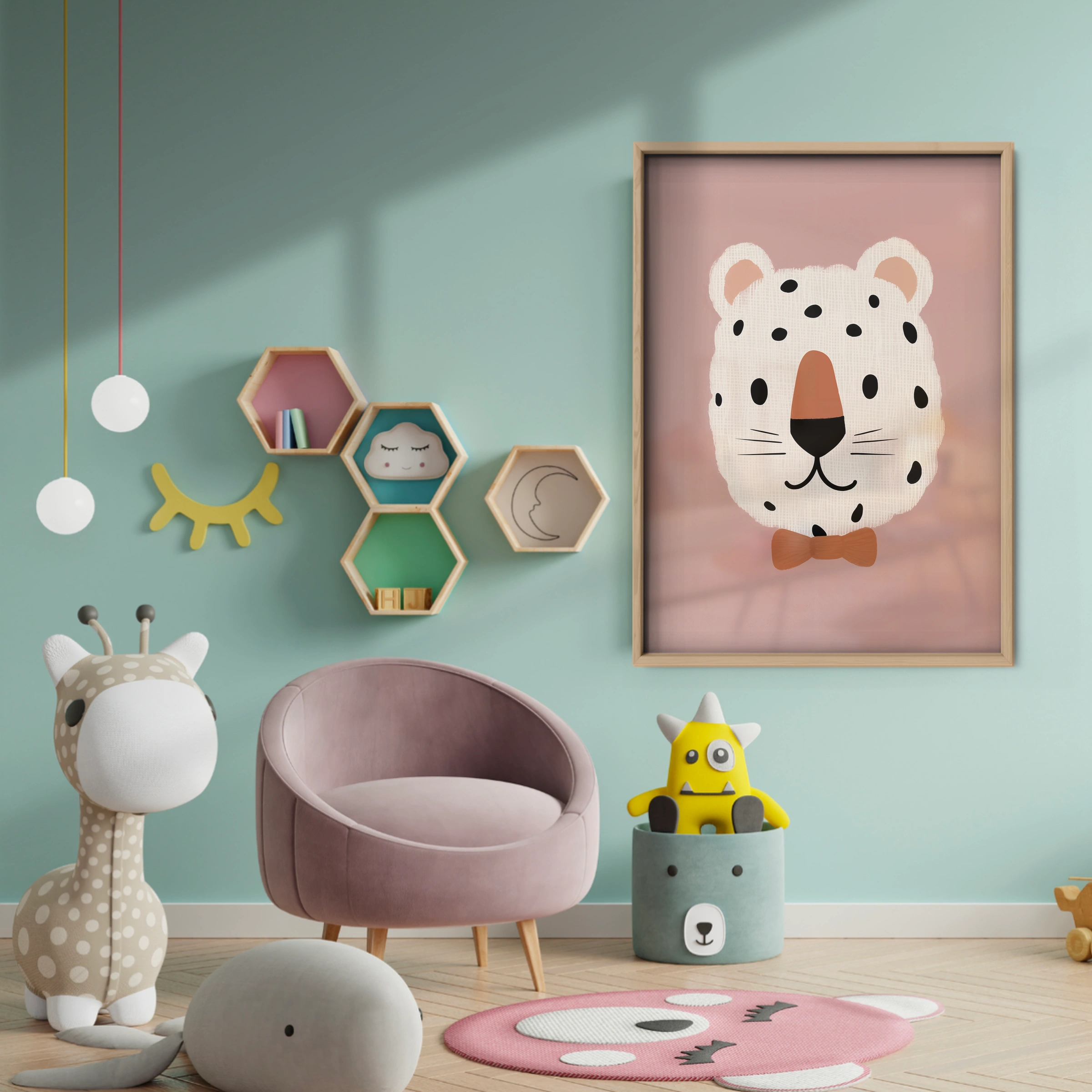 Snow Leopard Nursery Print - baby room wall decor print