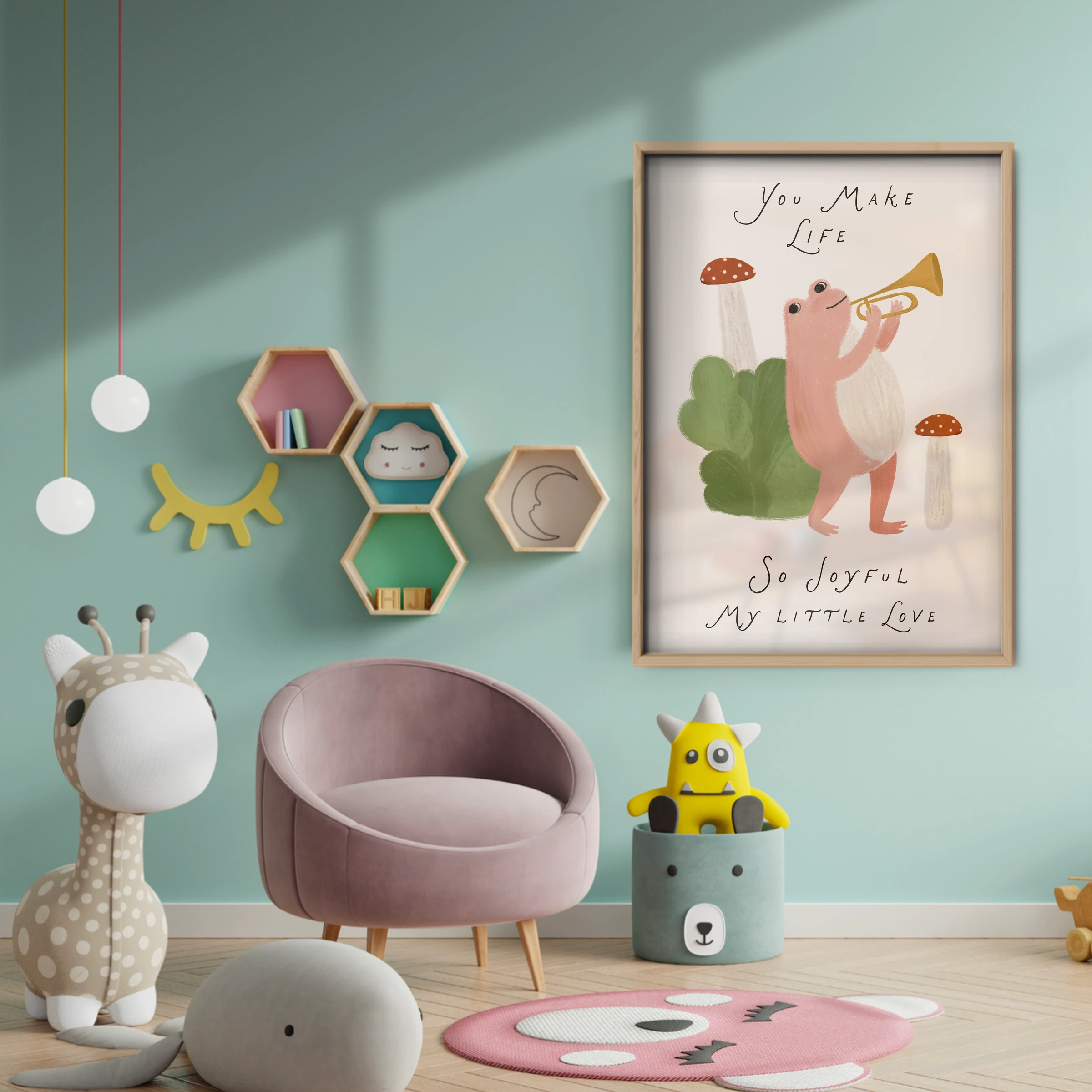 So Joyful Bear Nursery Print - baby room wall decor print