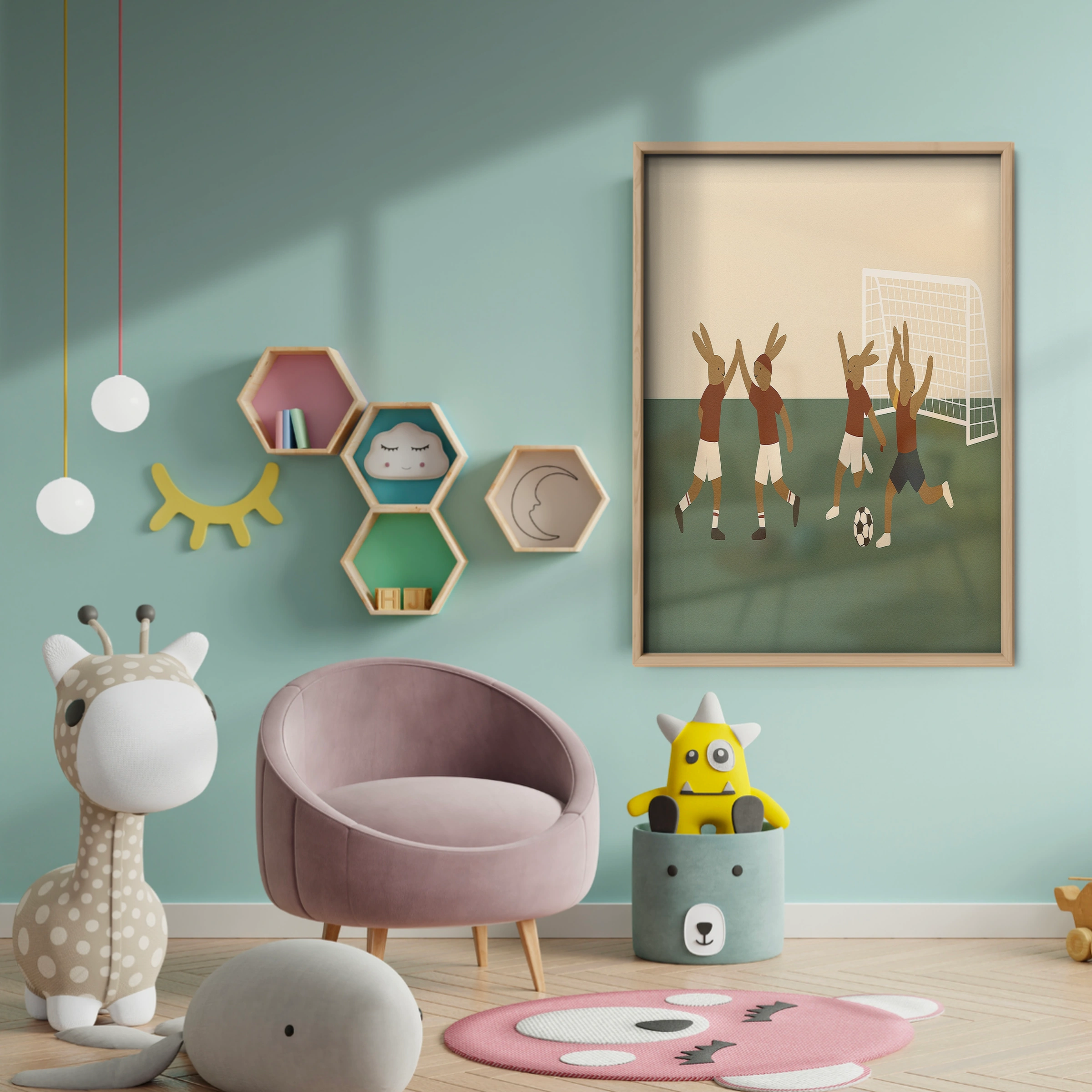 Soccer Celebration Nursery Print - baby room wall decor print