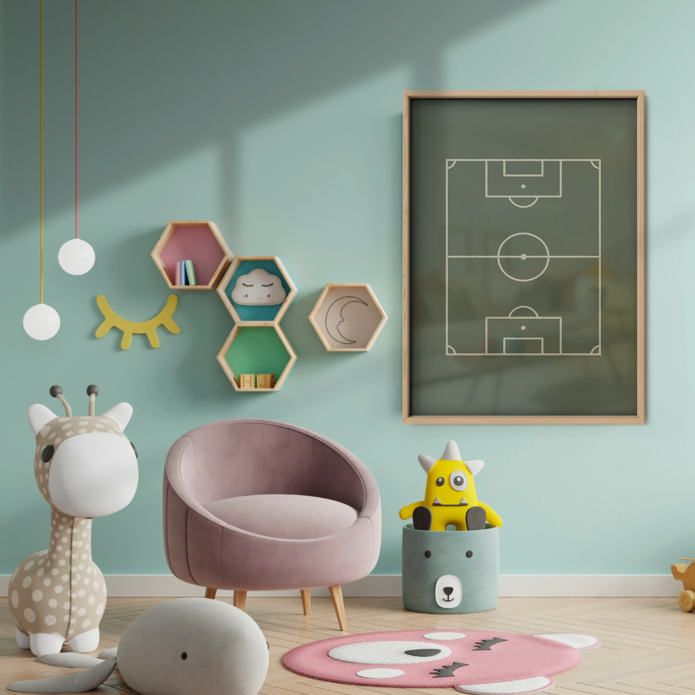 Soccer Field Nursery Print - baby room wall decor print