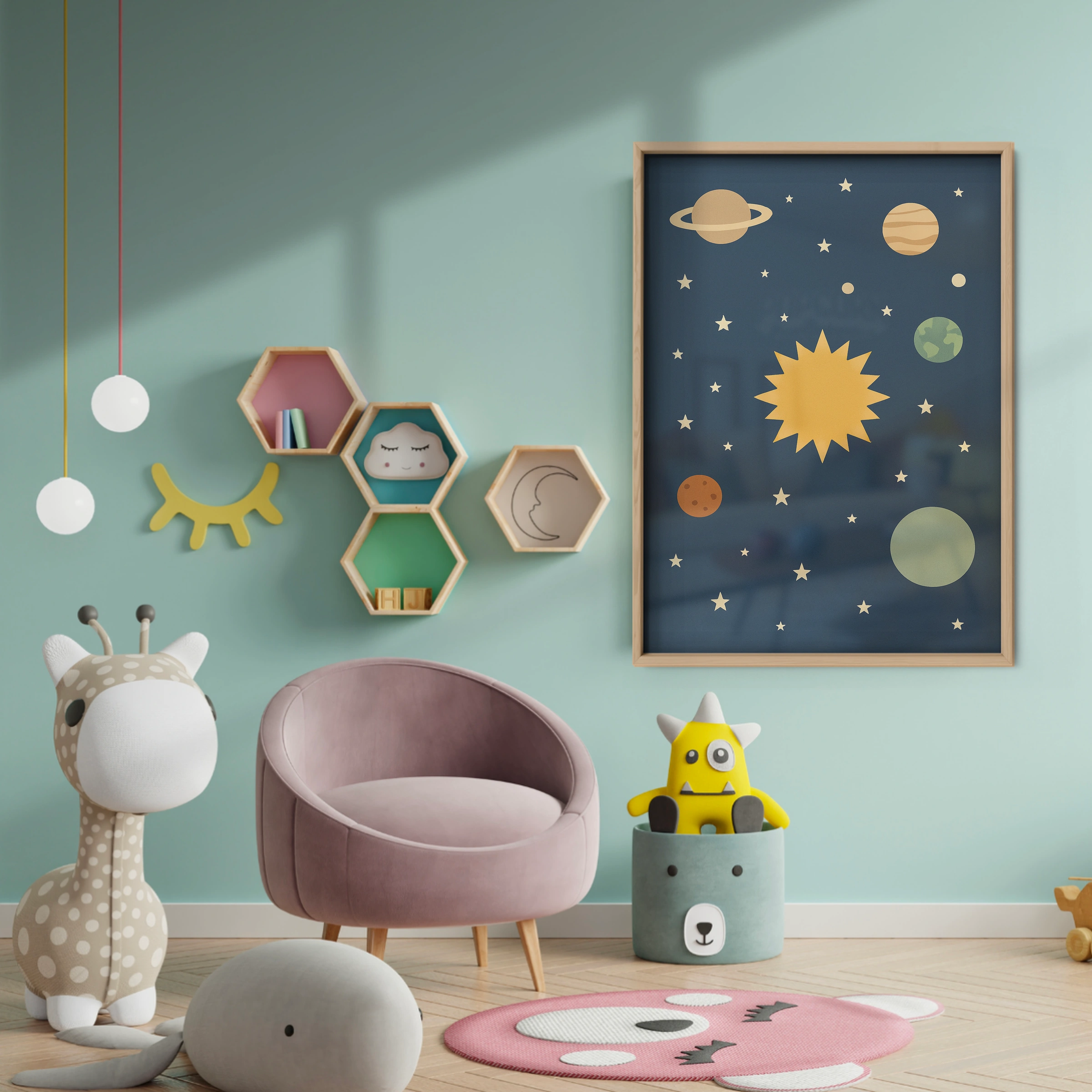 Solar System Planets Nursery Print - baby room wall decor print