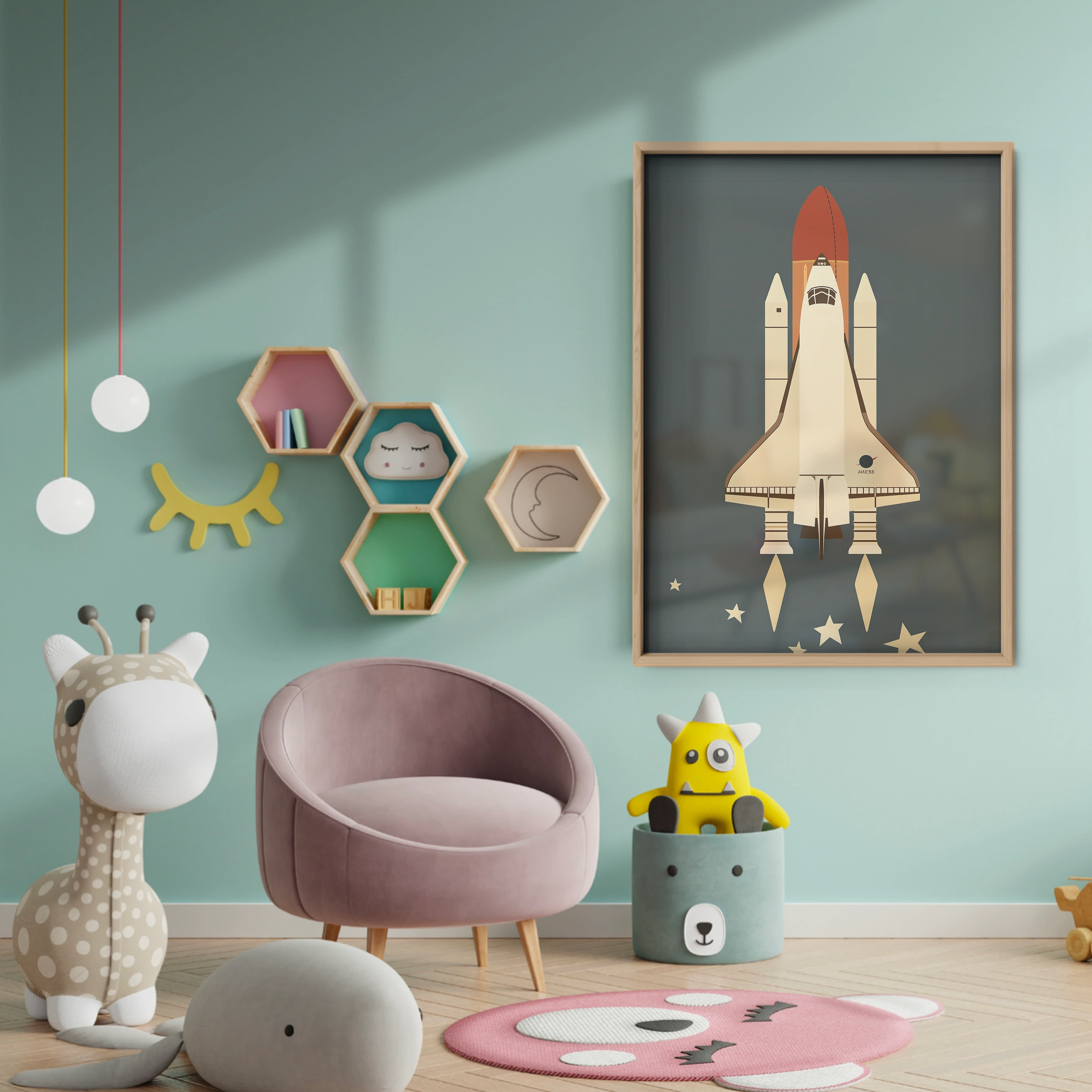 Space Shuttle Launch Nursery Print - baby room wall decor print