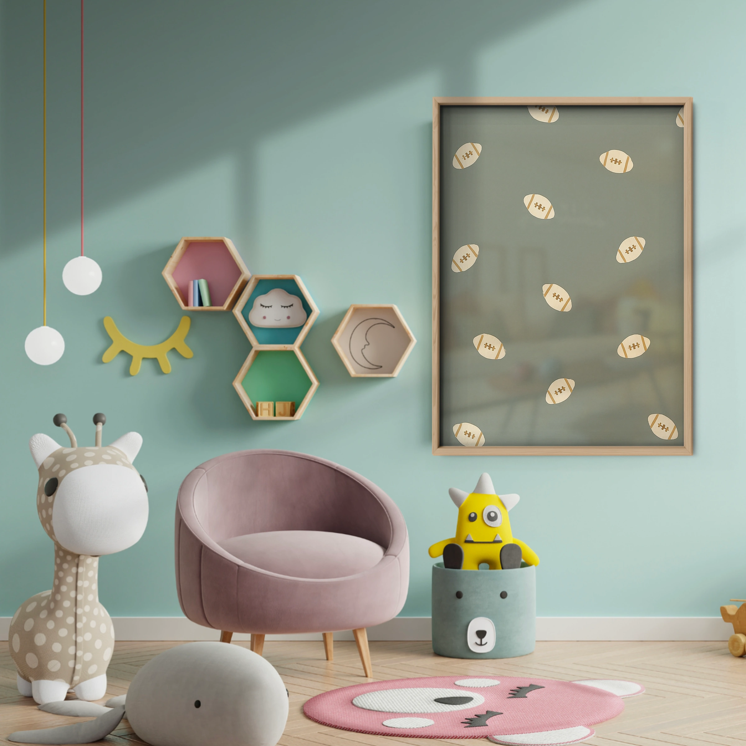 Sports Balls Pattern Nursery Print - baby room wall decor print