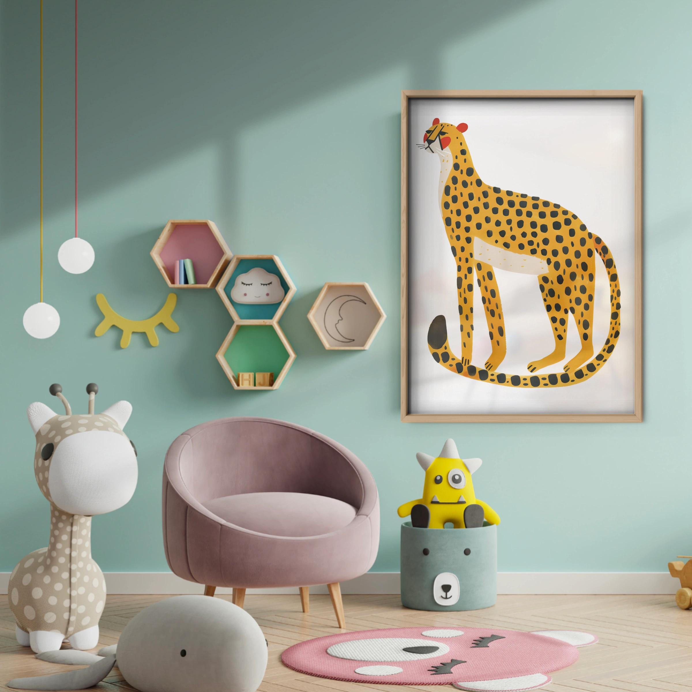 Spotted Cheetah Nursery Print - baby room wall decor print
