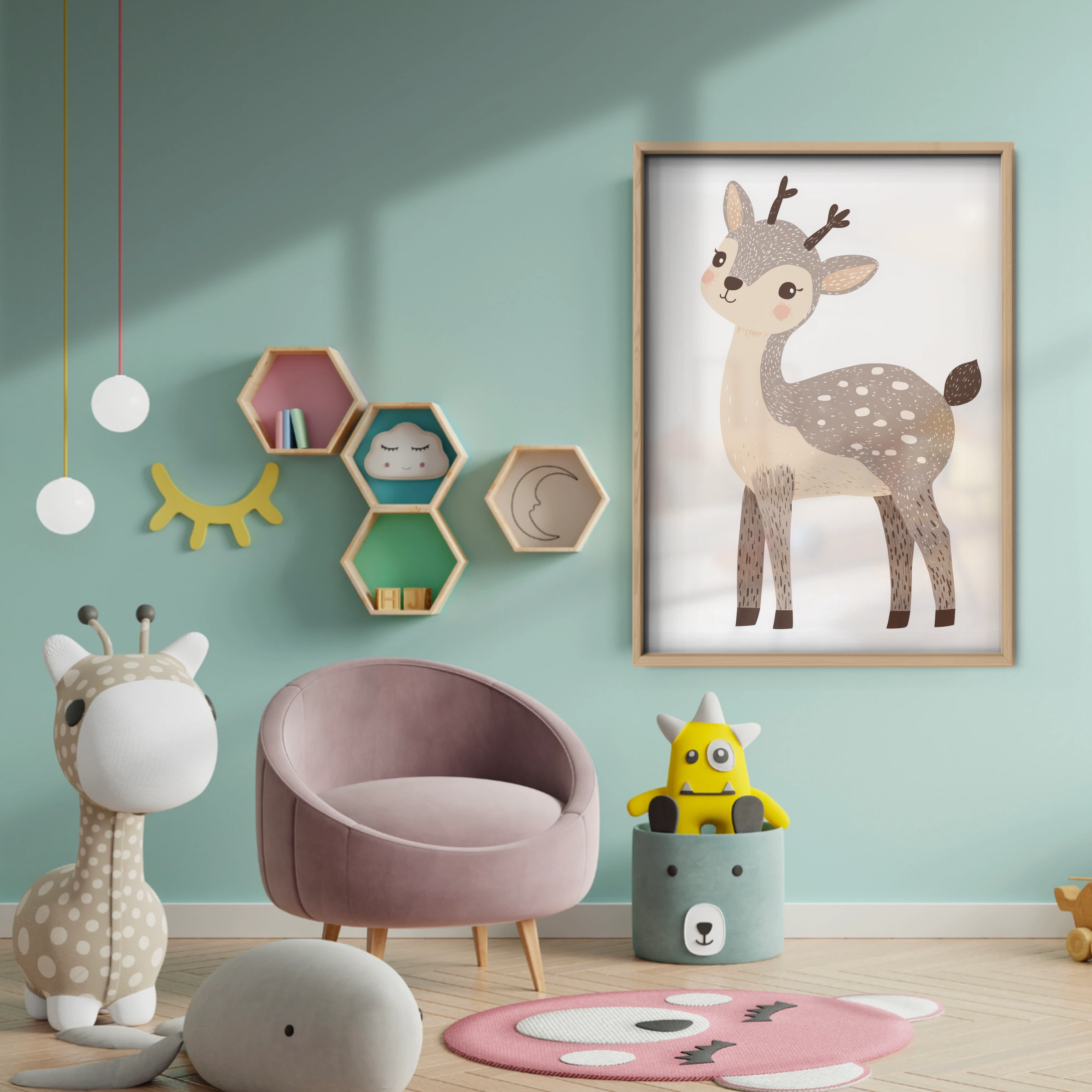Spotted Fawn Christmas Print - baby room wall decor print