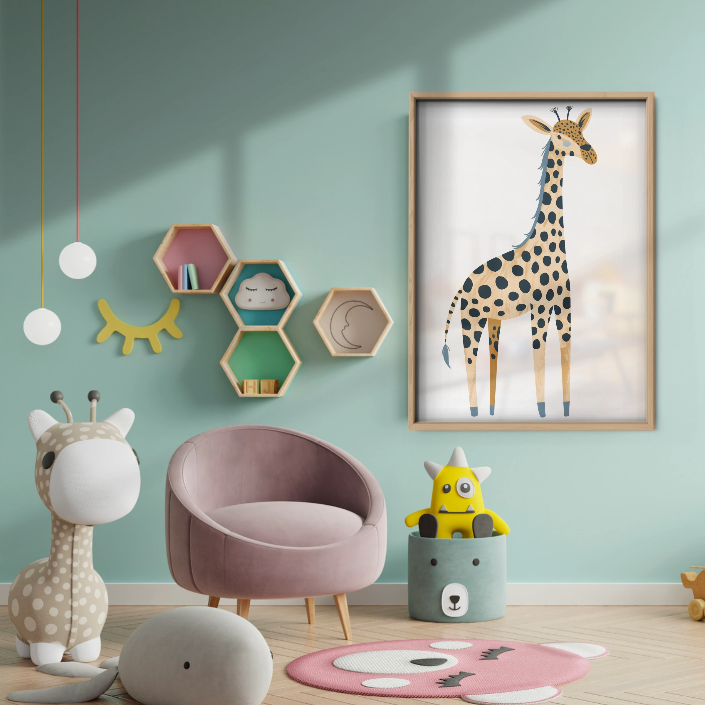 Spotted Giraffe Nursery Print - baby room wall decor print