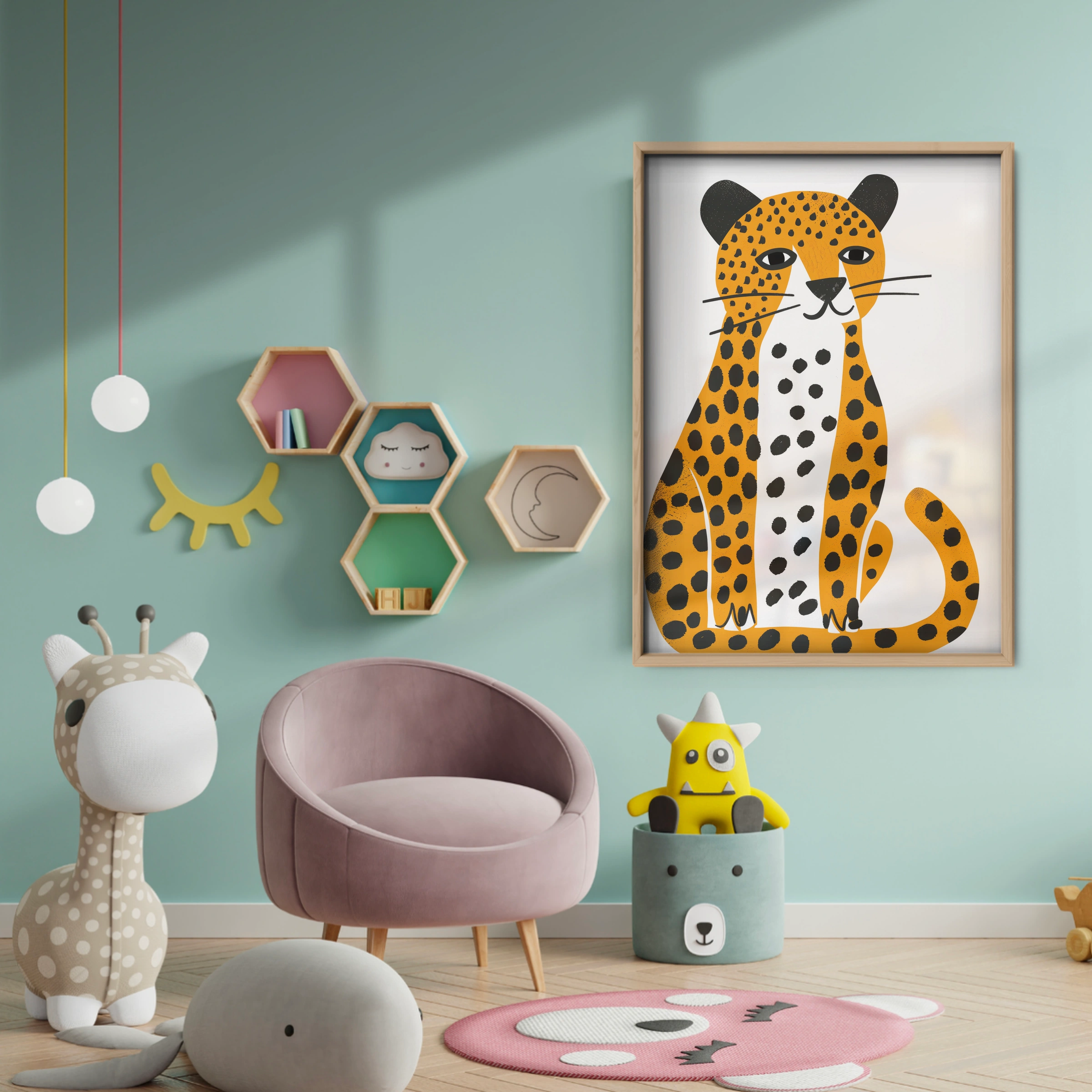 Spotted Leopard Nursery Print - baby room wall decor print