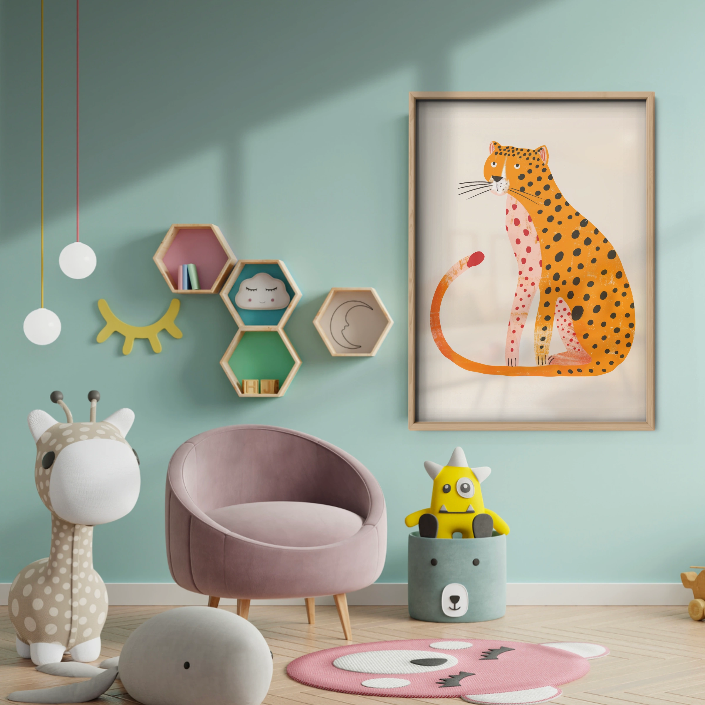 Spotty Cheetah Nursery Print - baby room wall decor print